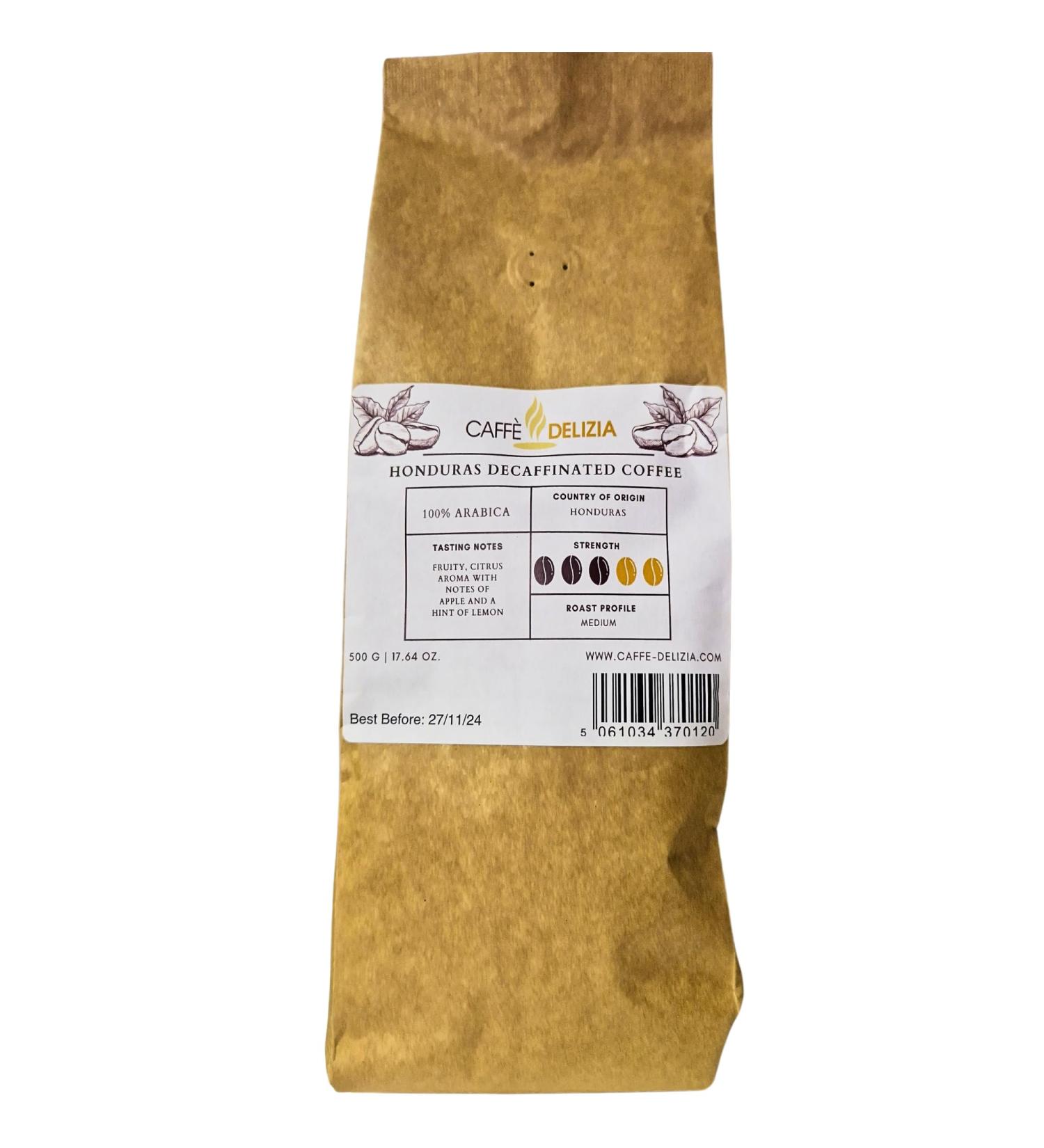 Caffe Delizia Honduras Decaf Coffee Beans | Medium Roast Blend | 500g Bag - Buy Online on GoSupps.com