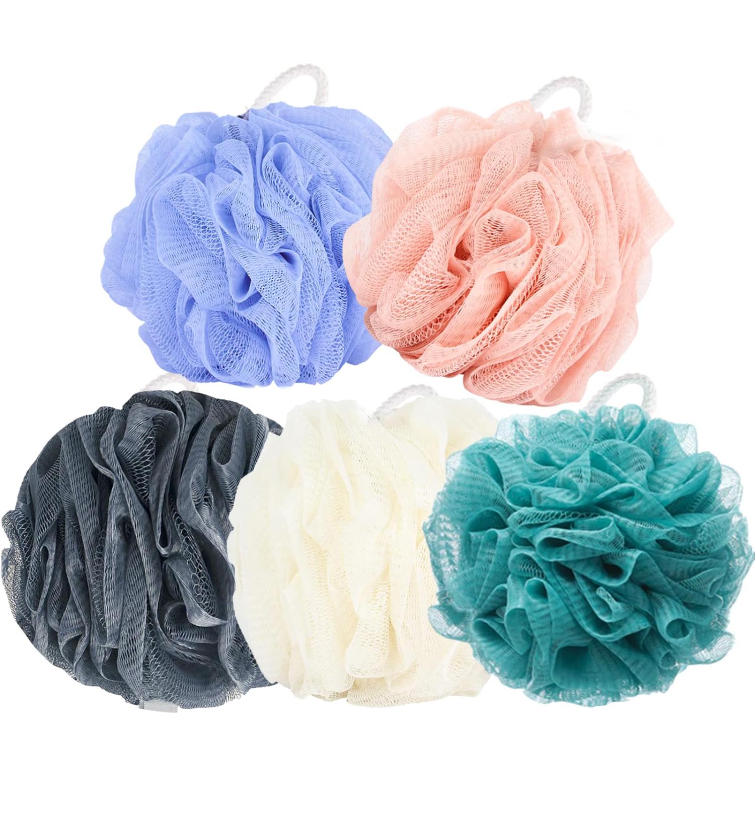 5 Pieces Soft Durable Shower Sponge Set - Luffa Exfoliating Body Scrubber for Deep Cleansing & Foaming Massage - Perfect for All Skin Types - Buy Online on GoSupps.com