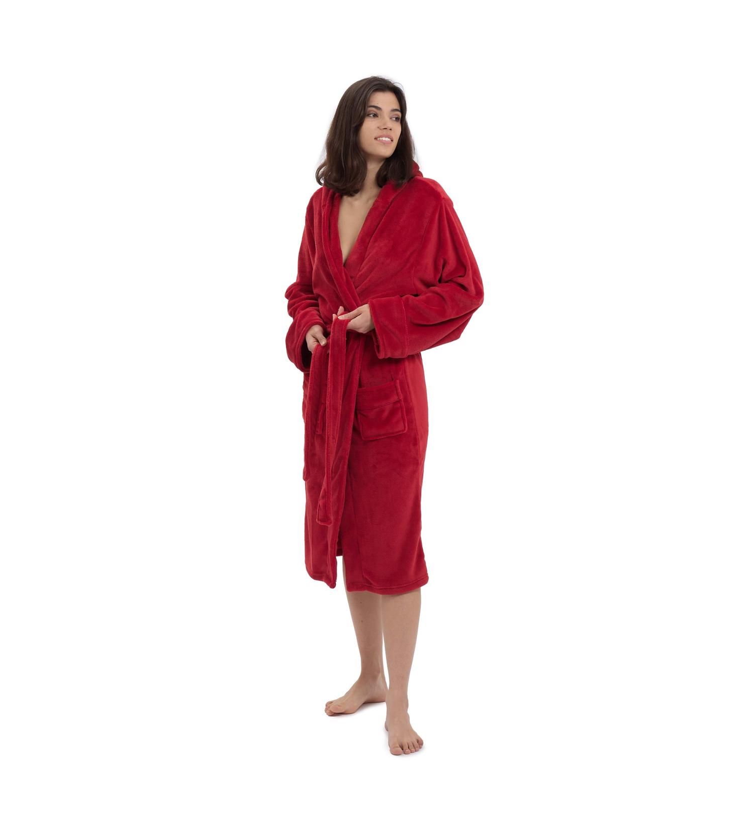 Buy Lumaland Hooded Bathrobe for Women & Men | Extra Soft Microfiber Coral Fleece | Quick Dry Suction-Strong | Perfect for Cuddling - Red - Buy Online on GoSupps.com