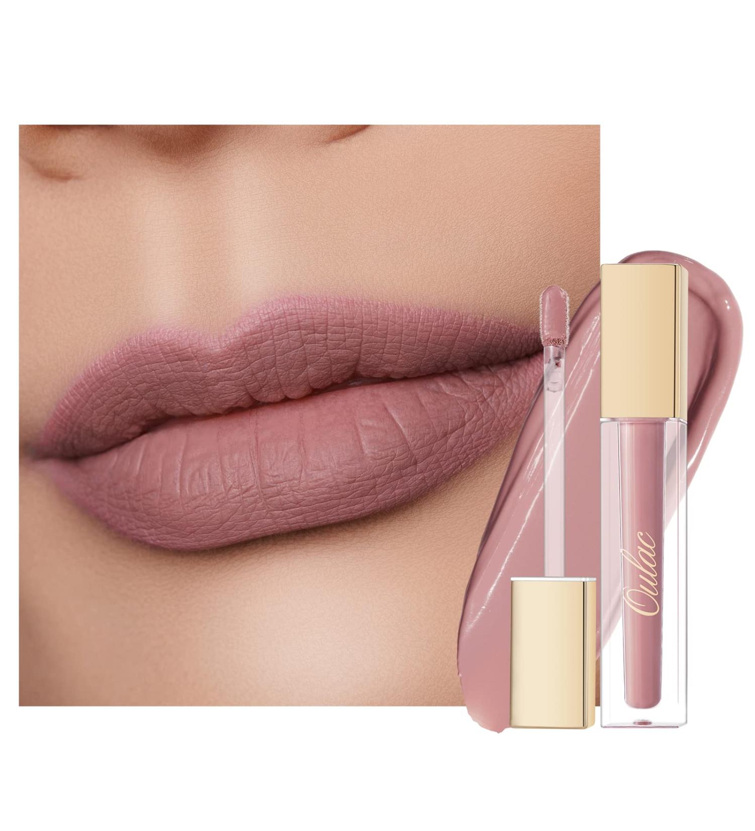 Oulac Liquid Matte Lipstick - Dreamy Kiss (M16) | Long-Lasting Vegan Pinky Nude | Precise Applicator Intensive Color Gluten-Free 4.5ml - Buy Online on GoSupps.com