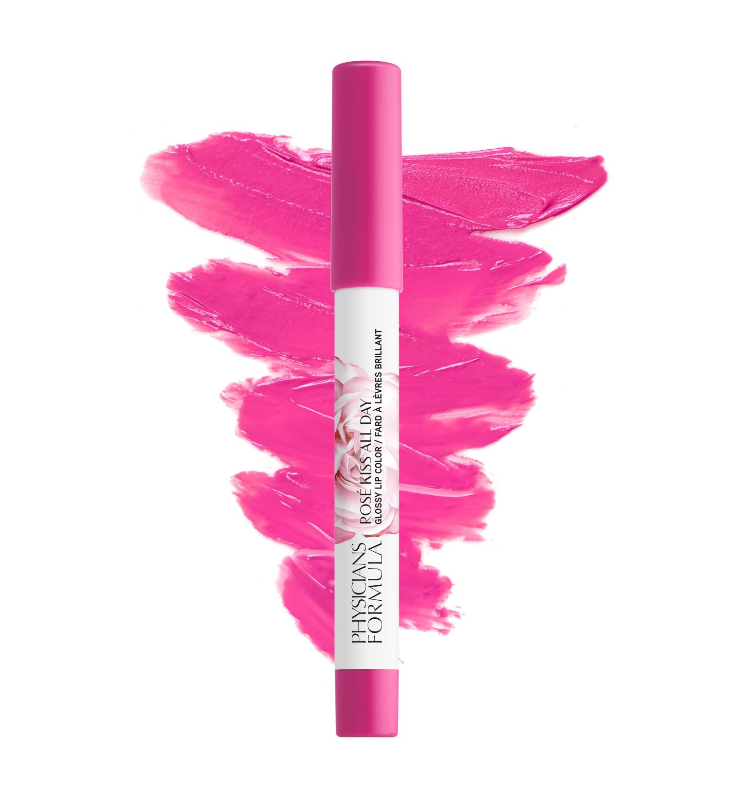 Physicians Formula Ros Kiss All Day Glossy Lipstick in She's a Wild Rose - Red Lip Color | Dermatologist & Clinically Tested - 1 Count - Buy Online on GoSupps.com