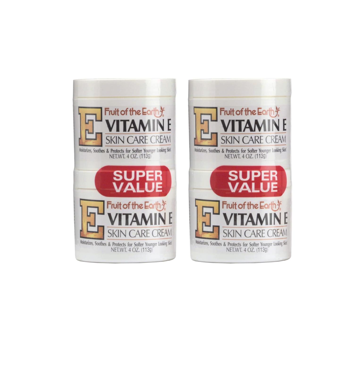 Fruit of the Earth Vitamin E Skin Care Cream 4 oz - Pack of 4 | Light Fresh Scent | Nourishing Moisturizer for All Skin Types - Shop Internationally - Buy Online on GoSupps.com