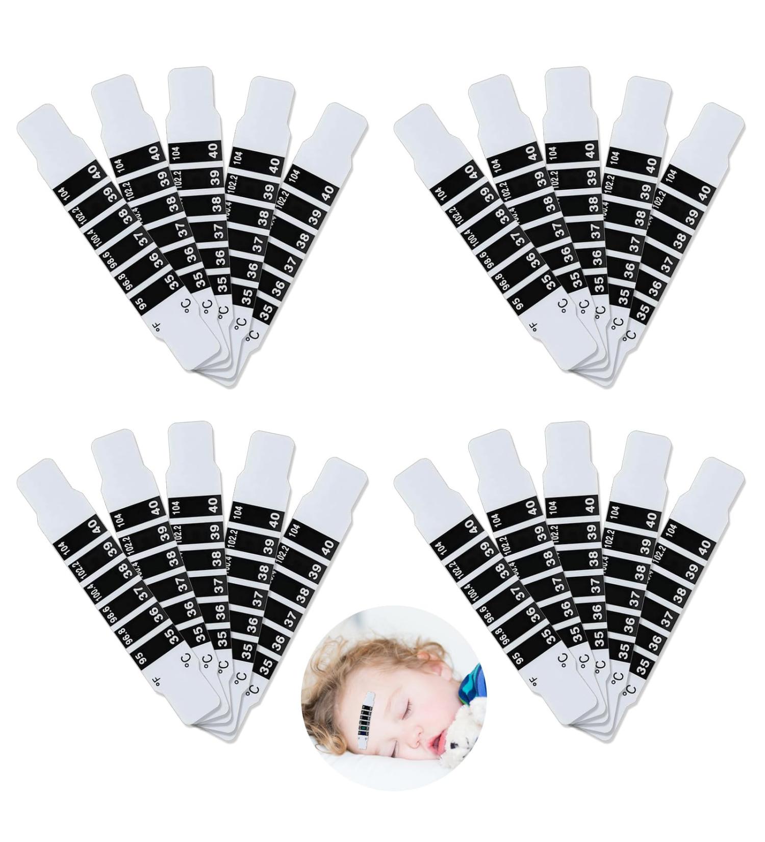 20 PCS Forehead Thermometer Indicator Strip Liquid Crystal Display Safe Non-Toxic Easy to Use Suitable for Baby Kids and Elderly Ideal Select for Home Travel or The Workplace - Buy Online on GoSupps.com