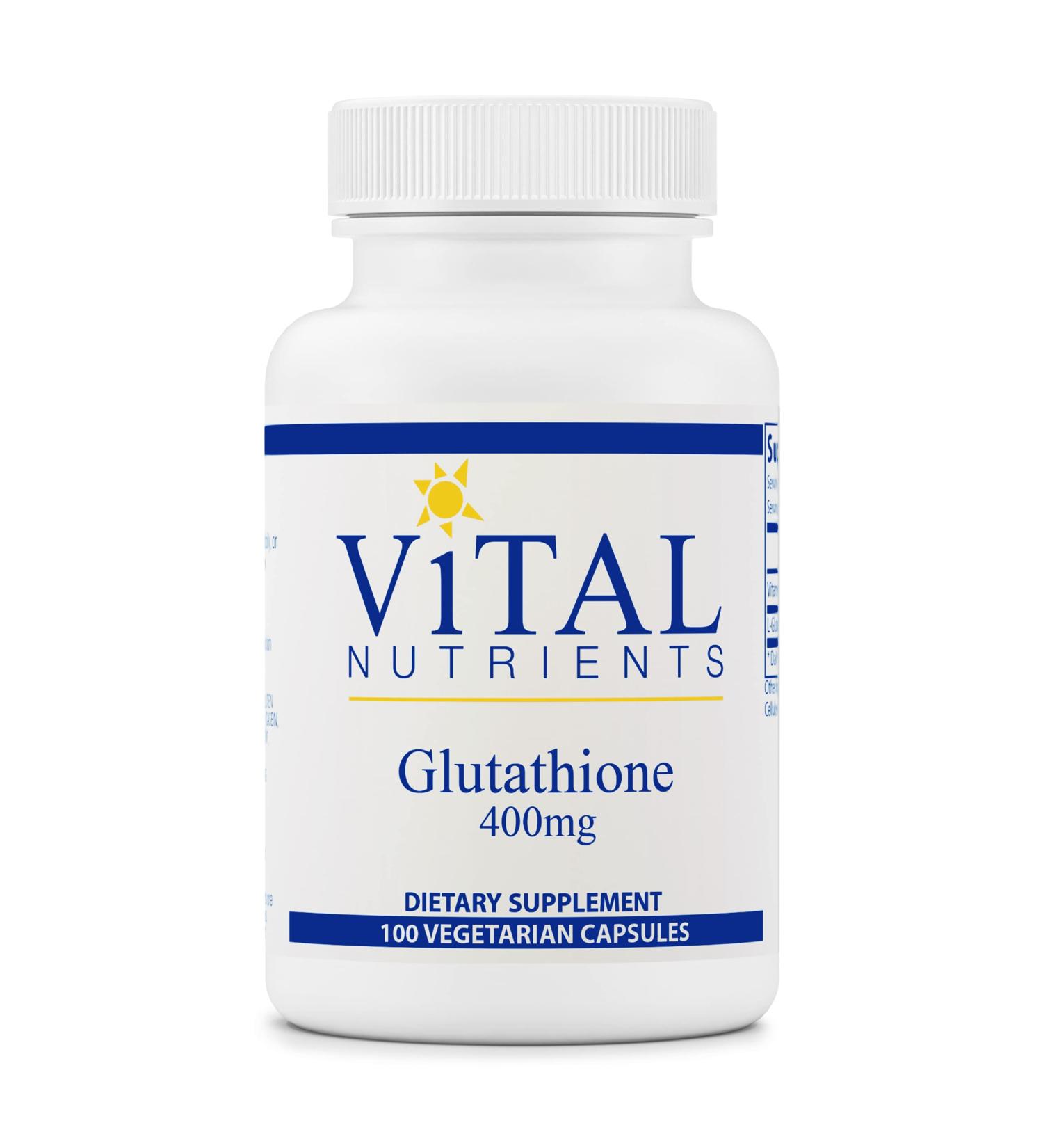 Vital Nutrients Glutathione (Reduced) 400mg - Liver Antioxidant & Detox Support - 100 Vegetarian Capsules - Buy Online on GoSupps.com