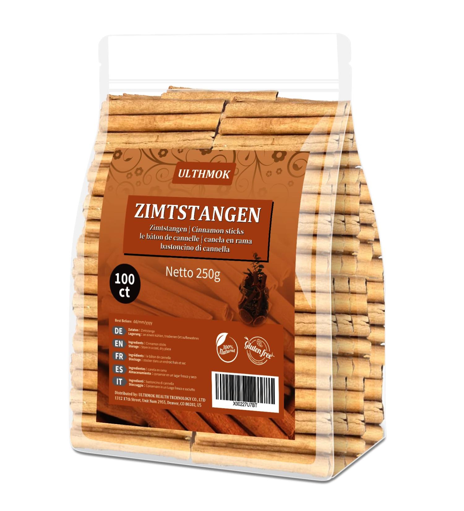 ULTHMOK INC Premium cinnamon sticks 100 pieces 250 g Cinnamon Cinnamon 100 natural gently dried vegan - Buy Online on GoSupps.com