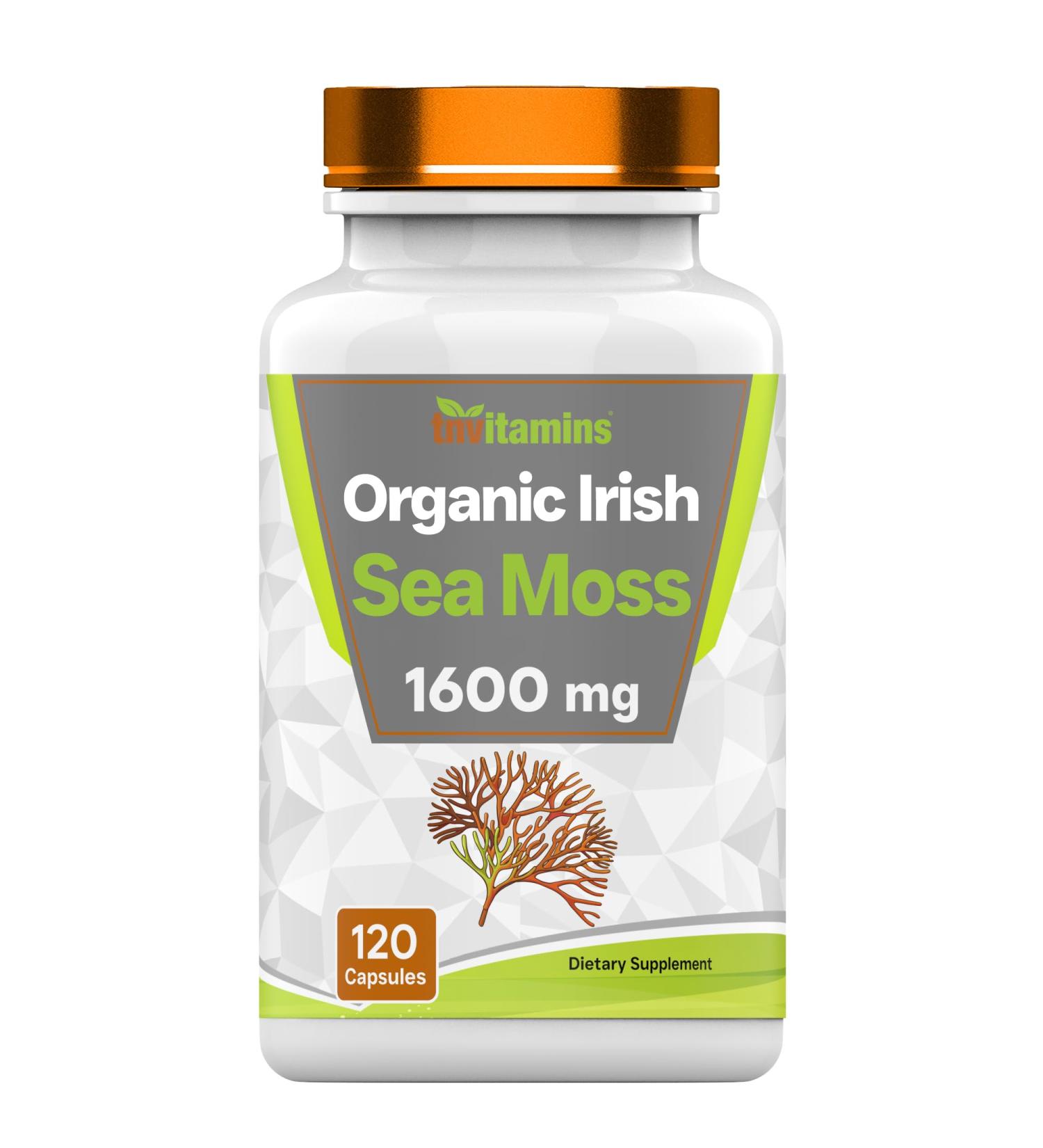 tnvitamins Organic Irish Sea Moss: 1600mg - 120 Capsules | Two Month Supplt Simply Organic Sea Moss Powder Capsules are Highly Potent and Absorbable! | Non-GMO | Made in The USA! 120 Count (Pack of 1) - Buy Online on GoSupps.com
