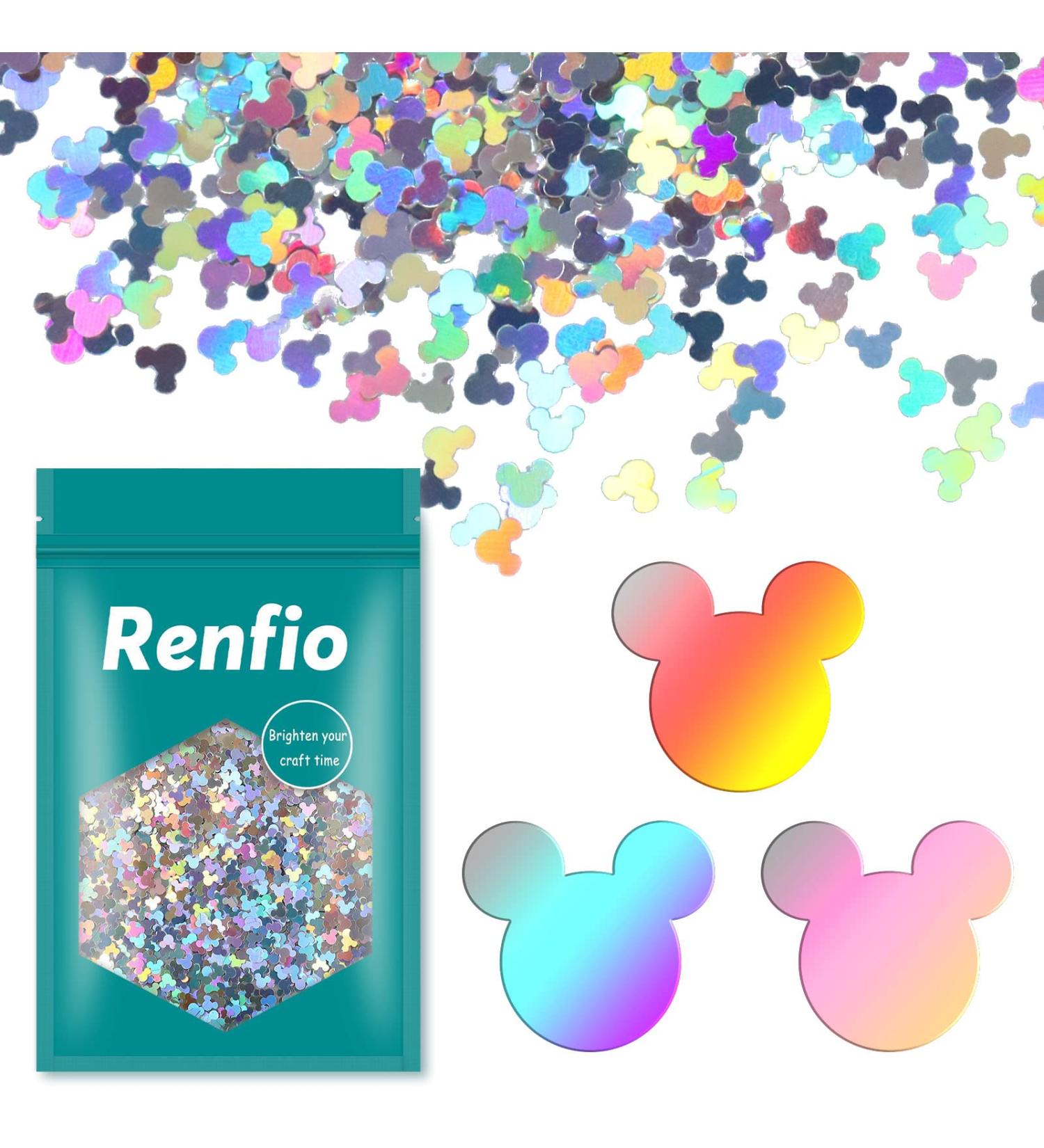 Renfio 1.75 Oz 50g Holographic Mickey Mouse Confetti Glitter for DIY Art & Holiday Decoration - Laser Silver Chunky Sequins - Buy Online on GoSupps.com
