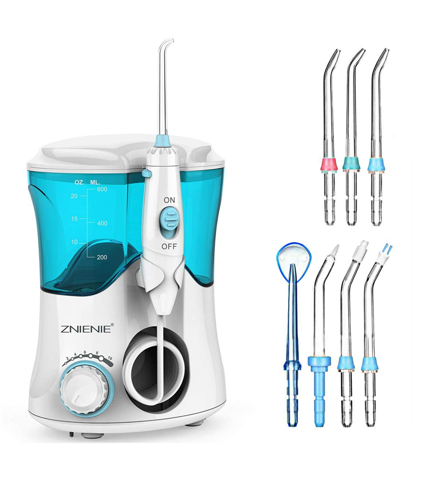 Silver Fork Water Flosser - 10 Pressure Settings Oral Irrigator Anti-Leakage Dental Cleaner with 7 Tips 600ml High Capacity for Braces & Teeth Care (Blue - Buy Online on GoSupps.com