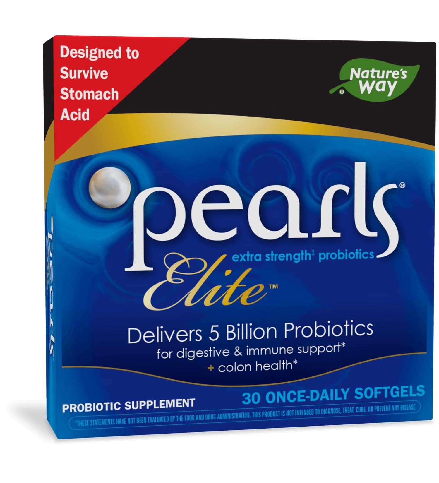 Nature's Way Pearls Elite Extra Strength Probiotics - 30 Once-Daily Softgels for Digestive Health - Buy Online on GoSupps.com