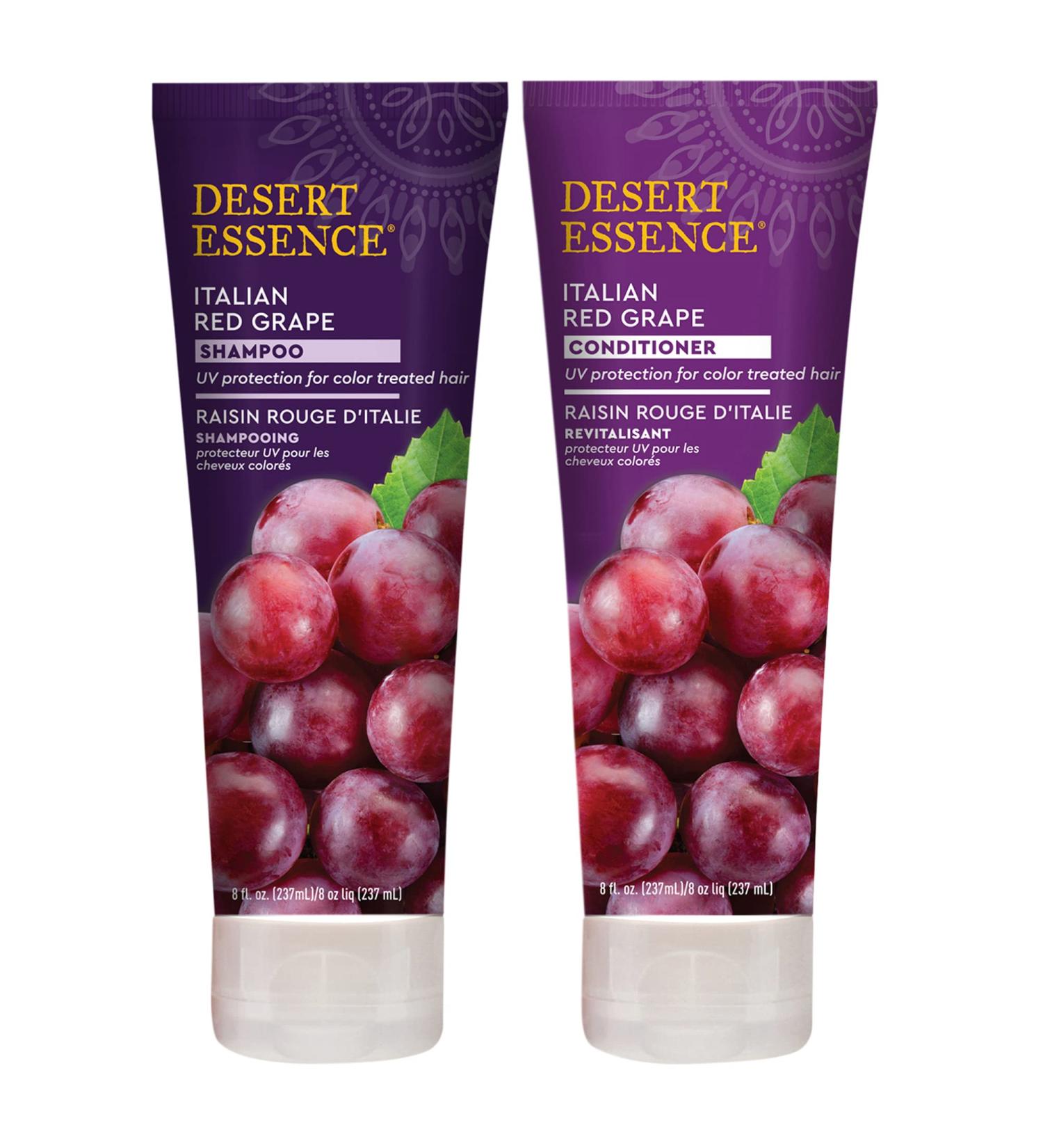 Desert Essence Italian Red Grape Shampoo & Conditioner Bundle - 8 fl oz - Color Treated Hair Protection - Antioxidant Formula with Vitamin B5 - UV Filter Defense - Buy Online on GoSupps.com