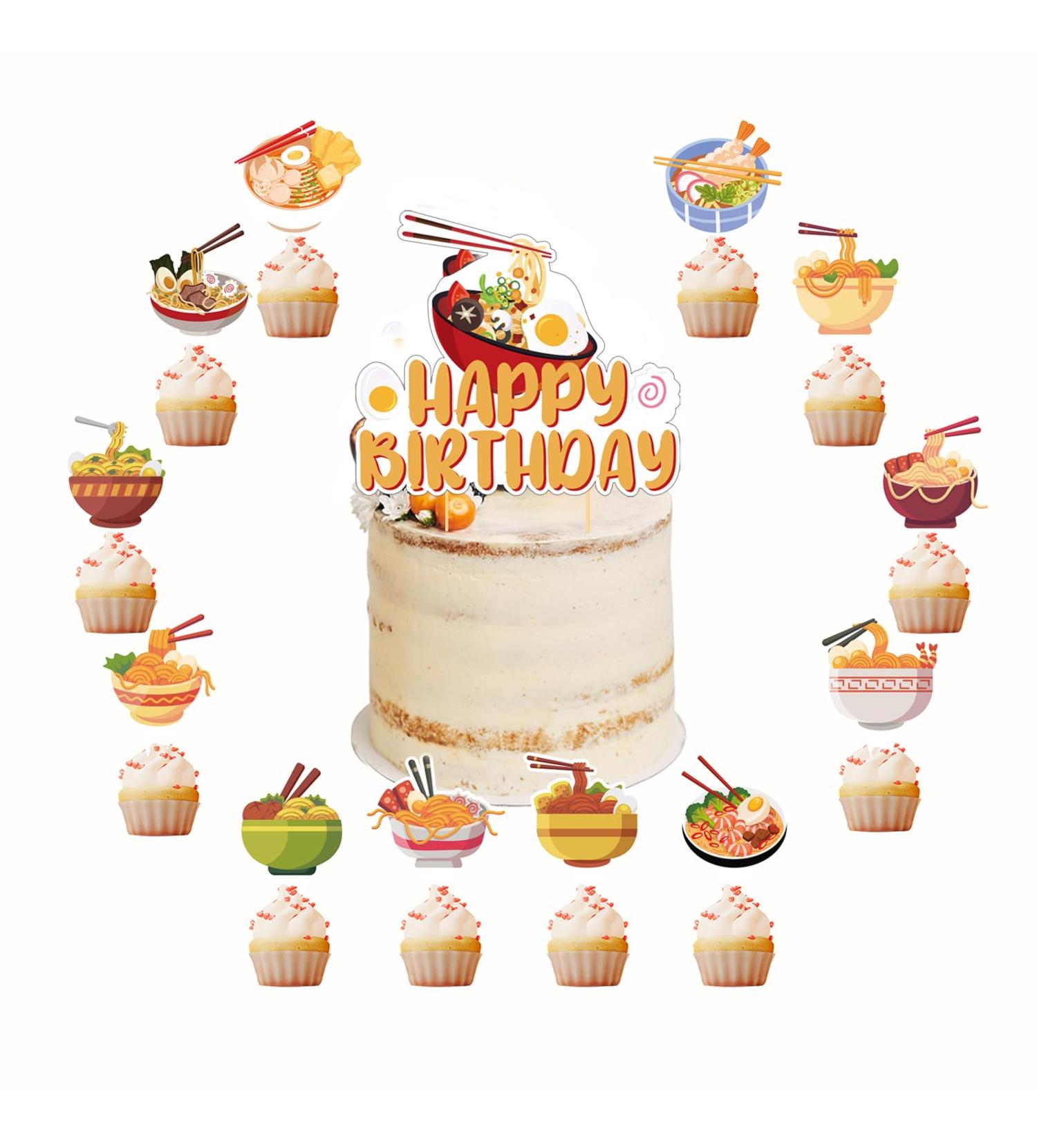 25 Pcs Ramen Cake Decorations Ramen Noodles Cake Topper Cupcake Toppers for Japenese Birthday Decorations Ramen Party Decorations Birthday Party Supplies - Buy Online on GoSupps.com
