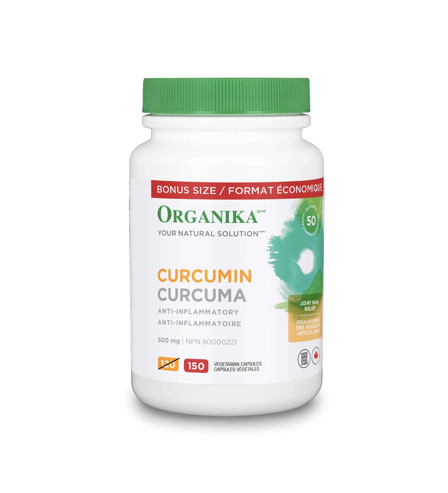 Organika Curcumin 500 mg- Anti-Inflammatory Antioxidant Joint Pain Relief Natural Tonic- 150 vcaps - Buy Online on GoSupps.com