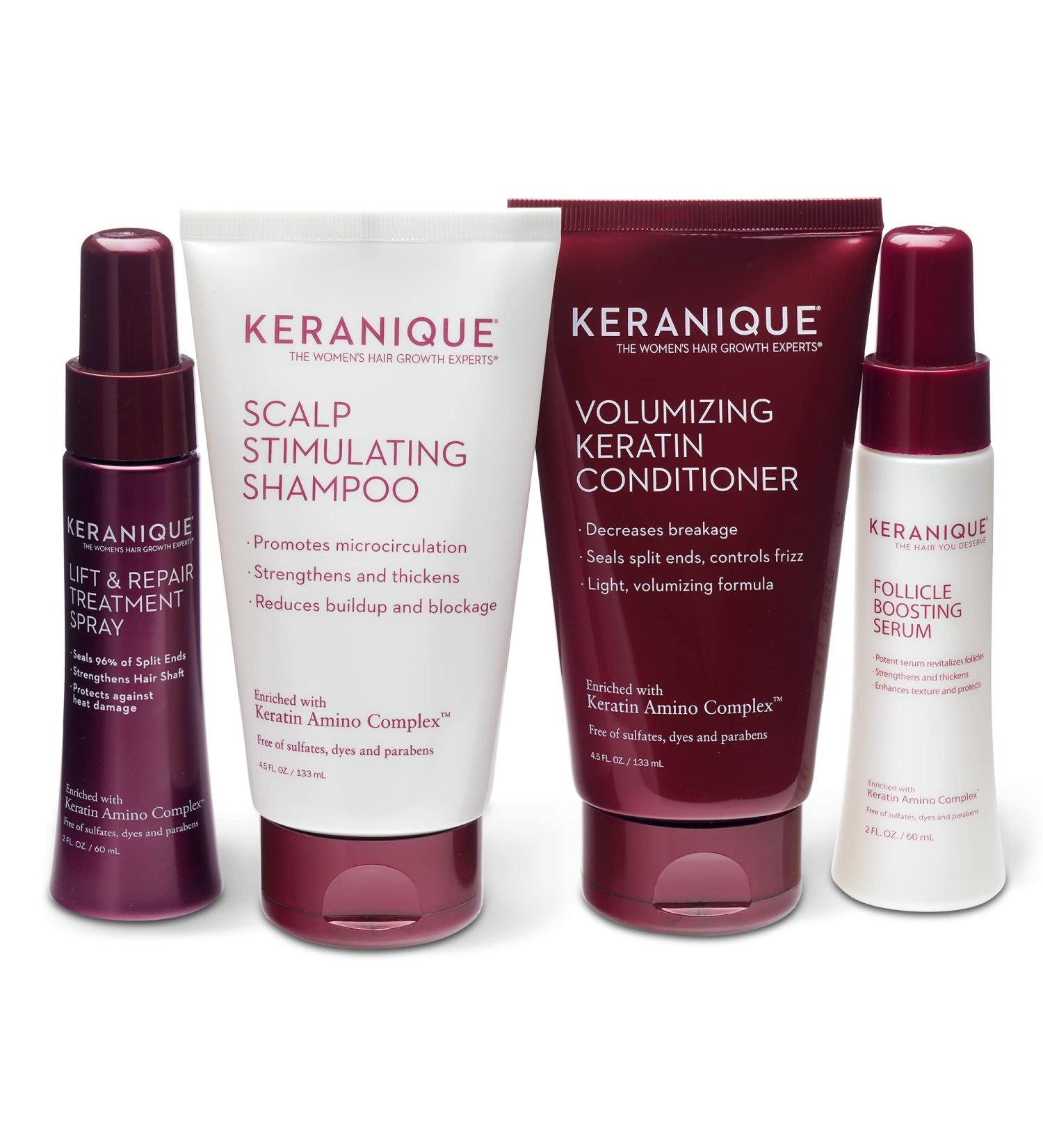 Keranique Volumizing Hair Growth System: Shampoo, Conditioner, Serum, Spray | Paraben & Sulfate Free - Buy Online on GoSupps.com