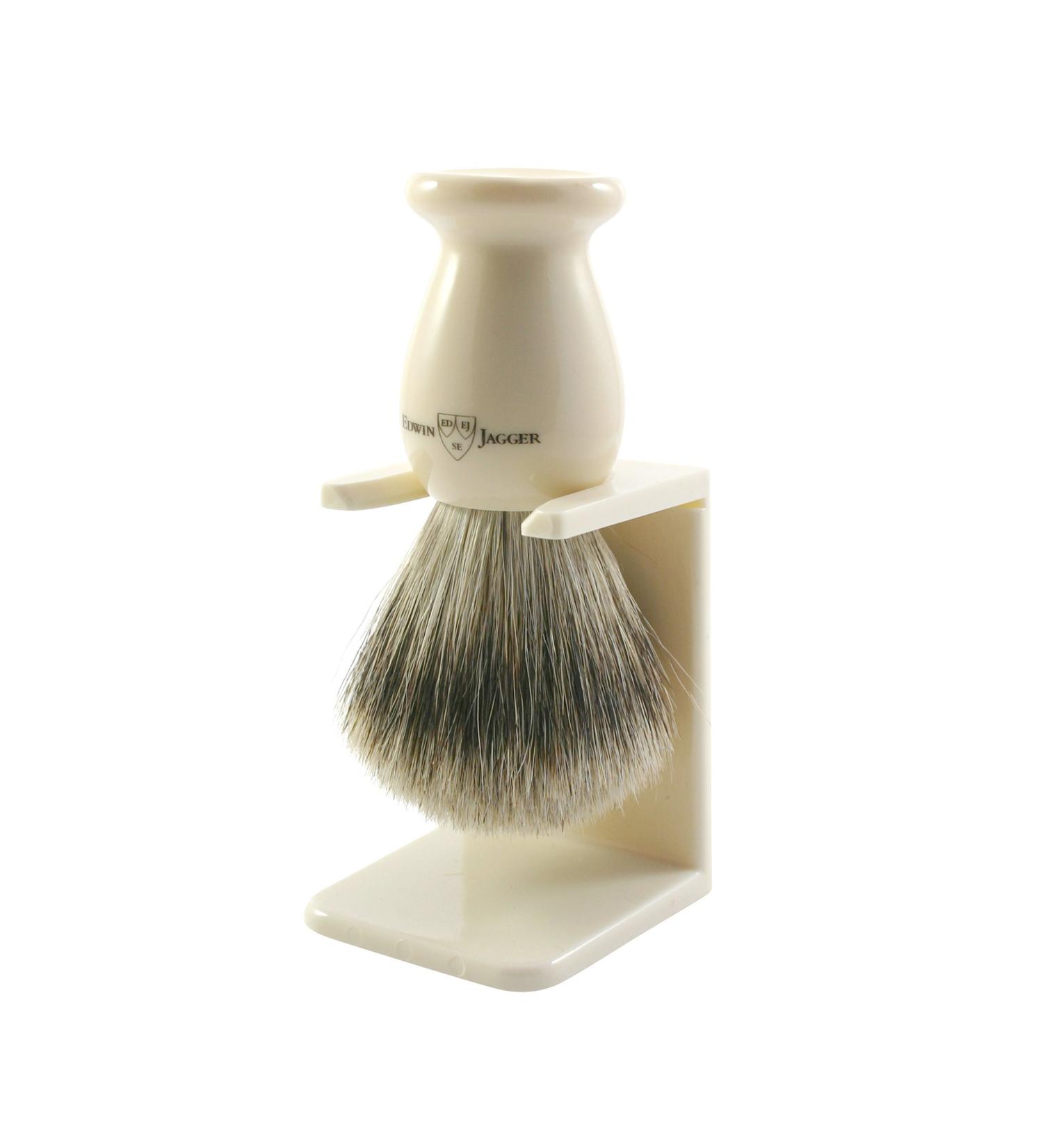 Edwin Jagger Best Badger Shaving Brush with Drip Stand - Imitation Ivory Large | Premium Quality & International Shipping - Buy Online on GoSupps.com