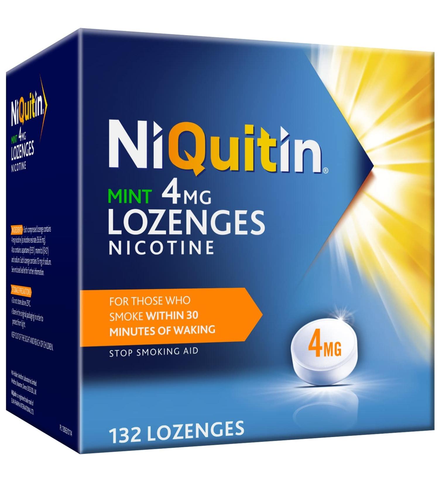 NiQuitin 4mg Mint Lozenges - 132 Lozenges for Effective Smoking Craving Relief - Long-Lasting Aid to Reduce and Quit Smoking - Buy Online on GoSupps.com