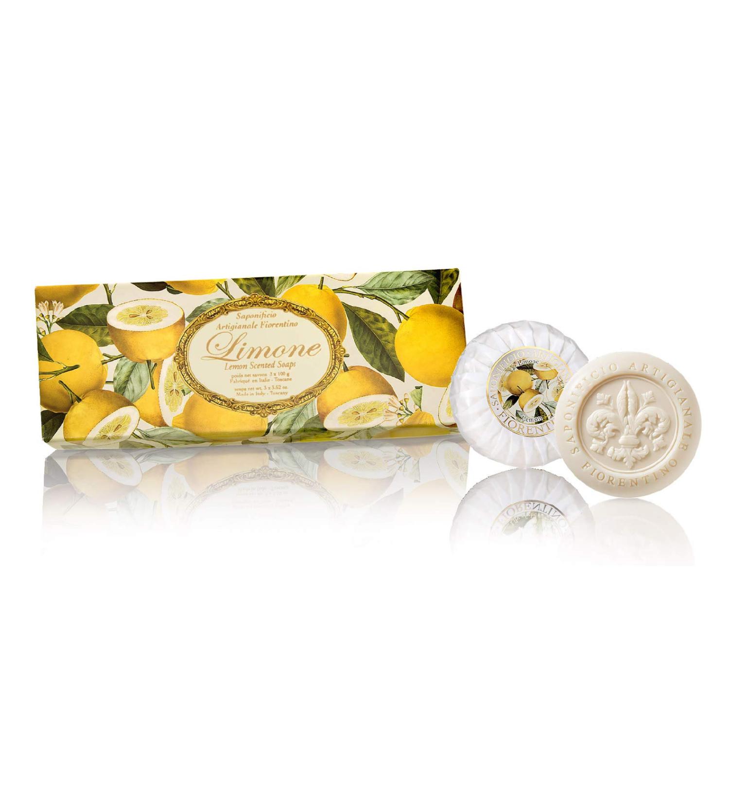 Handmade Italian Lemon Soap - Pack of 3 100g | Fiorentino Citrus | Natural Skincare - Buy Online on GoSupps.com