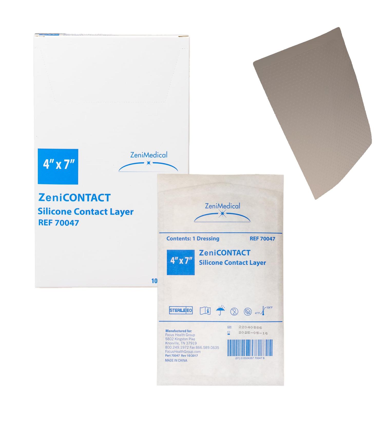 ZeniContact Silicone Wound Dressing 4"x7" - Sterile Non-Adhering Flexible Dressings (10/Box) - International Shipping Available - Buy Online on GoSupps.com