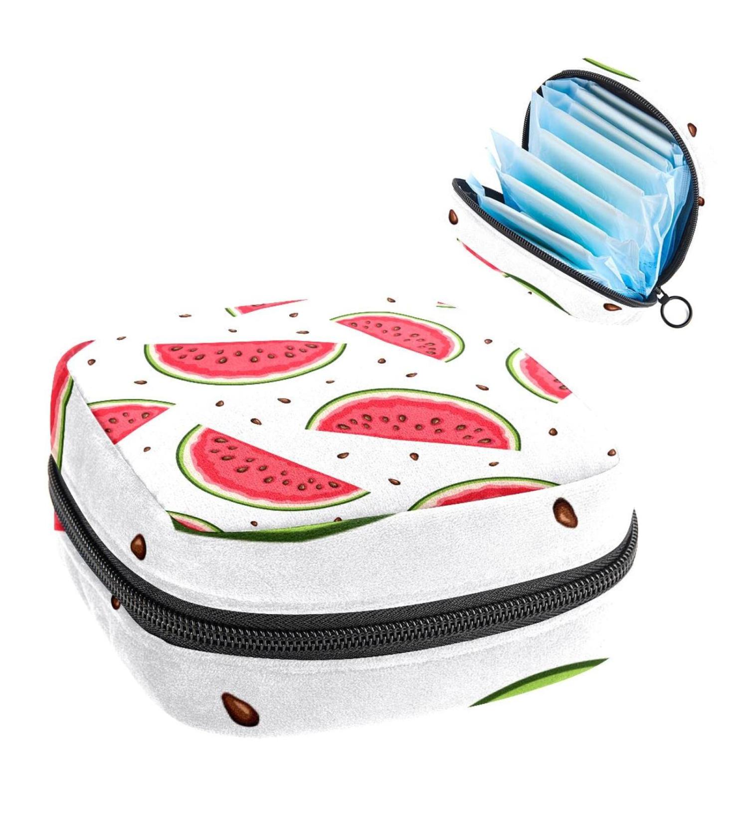 GIAPB Period Bag | Sanitary Napkin Storage & Travel Makeup Pouch - Red Watermelon Fruit Color - Buy Online on GoSupps.com
