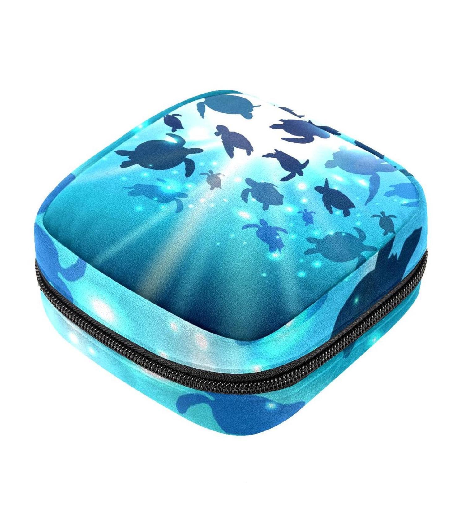 Women's Travel Storage Bag - Large Capacity Makeup & Menstrual Cup Organizer | Cute Turtles Design - Buy Online on GoSupps.com