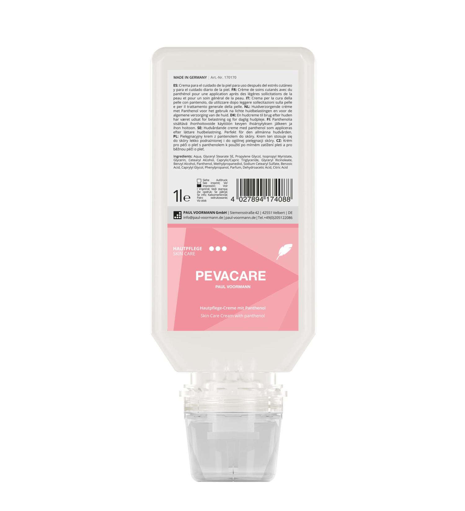 Paul Voormann Pevacare - Panthenol Skin Care Cream - 1L Squeeze Bottle - Pack of 6