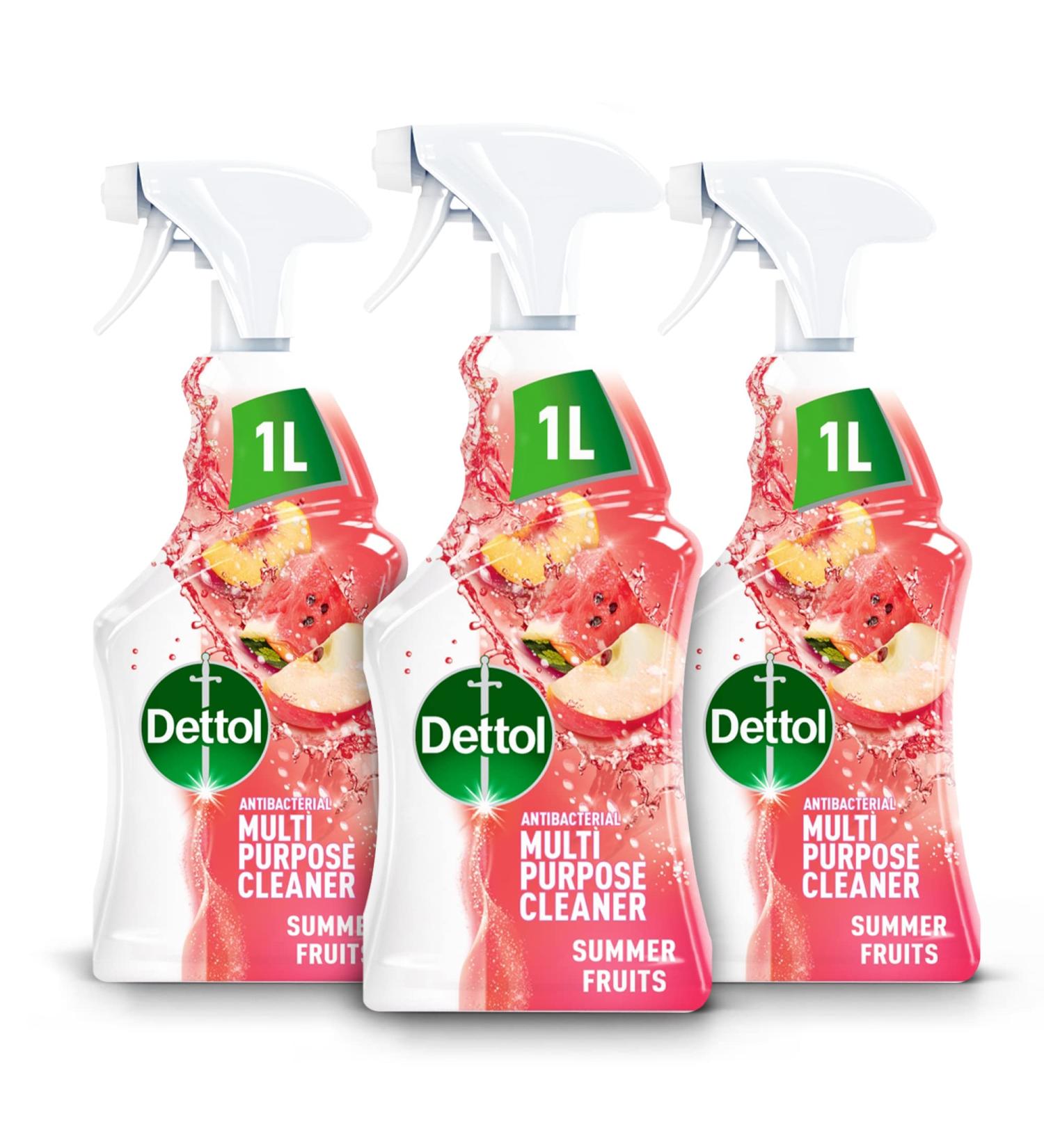 Dettol Antibacterial Multipurpose Cleaning Spray Summer Fruits Fragrance Multipack 1L x 3 Summer Fruits Spray 1L x 3 - Buy Online on GoSupps.com
