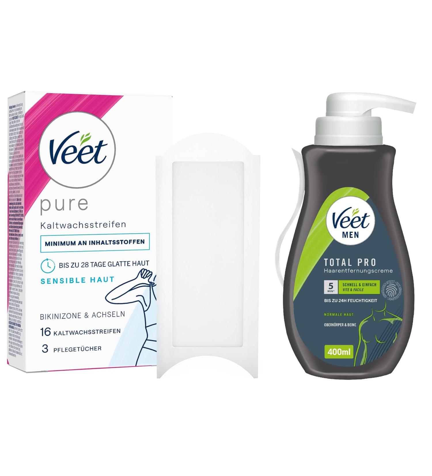 Veet Cold Wax Strips for Bikini & Armpits - Easy Hair Removal | Veet for Men 400ml - Fast International Shipping - Buy Online on GoSupps.com