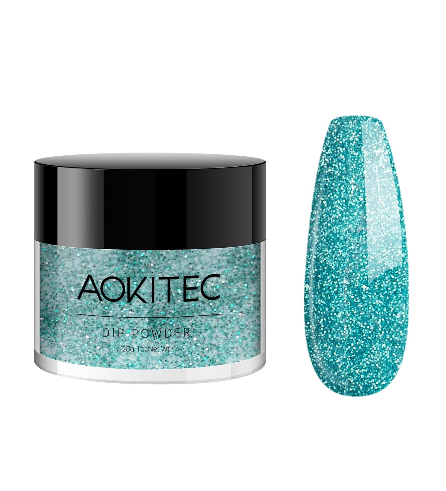 Shop Aokitec Green Dipping Powder Nails Set | 28g Glitter Mirror Nail Art for DIY & Salon | Perfect French Manicure Starter Kit - Buy Online on GoSupps.com
