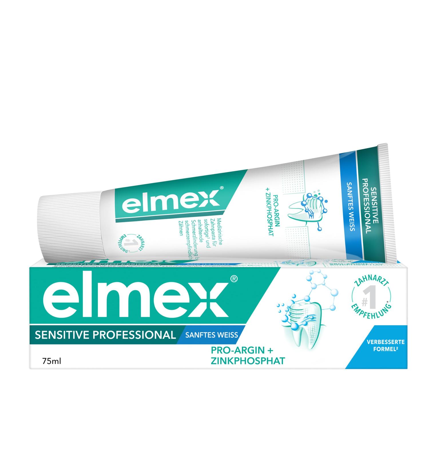 Elmex Sensitive Professional Gentle White Toothpaste 75ml - Instant Pain Relief & Discoloration Removal - Medical Tooth Cleaning - Buy Online on GoSupps.com