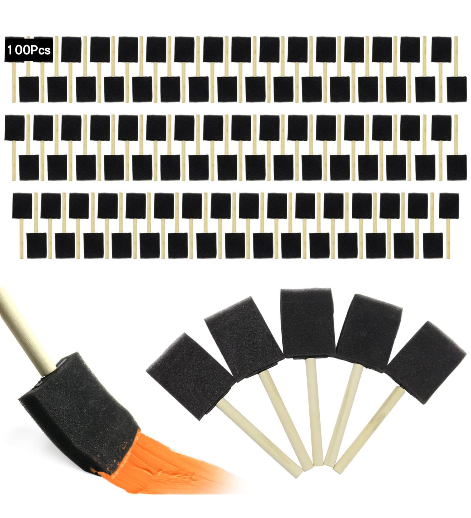 100 Pack 2 Foam Paint Brushes with Wood Handles - Perfect for Stains, Varnishes, Acrylics, Crafts & Art - Buy Online on GoSupps.com