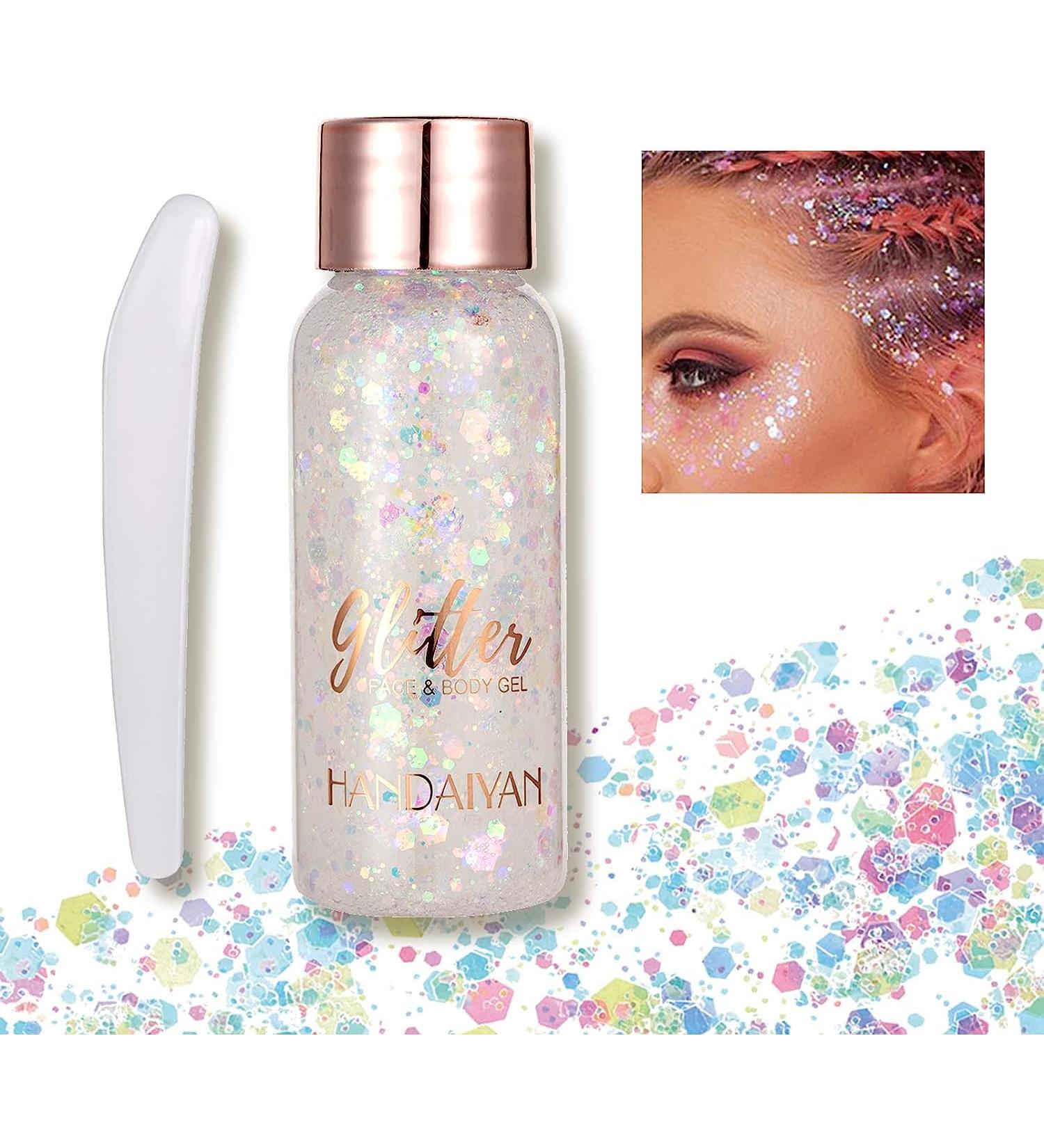 Body Glitter Gel Face Glitter Mermaid Chunky Glitter Hair Glitter Body Festival Glitter Eyeshadow Sequins Glitter for Face Body Eye Hair Nails Makeup Long Lasting Sparkling(White) 101#White - Buy Online on GoSupps.com