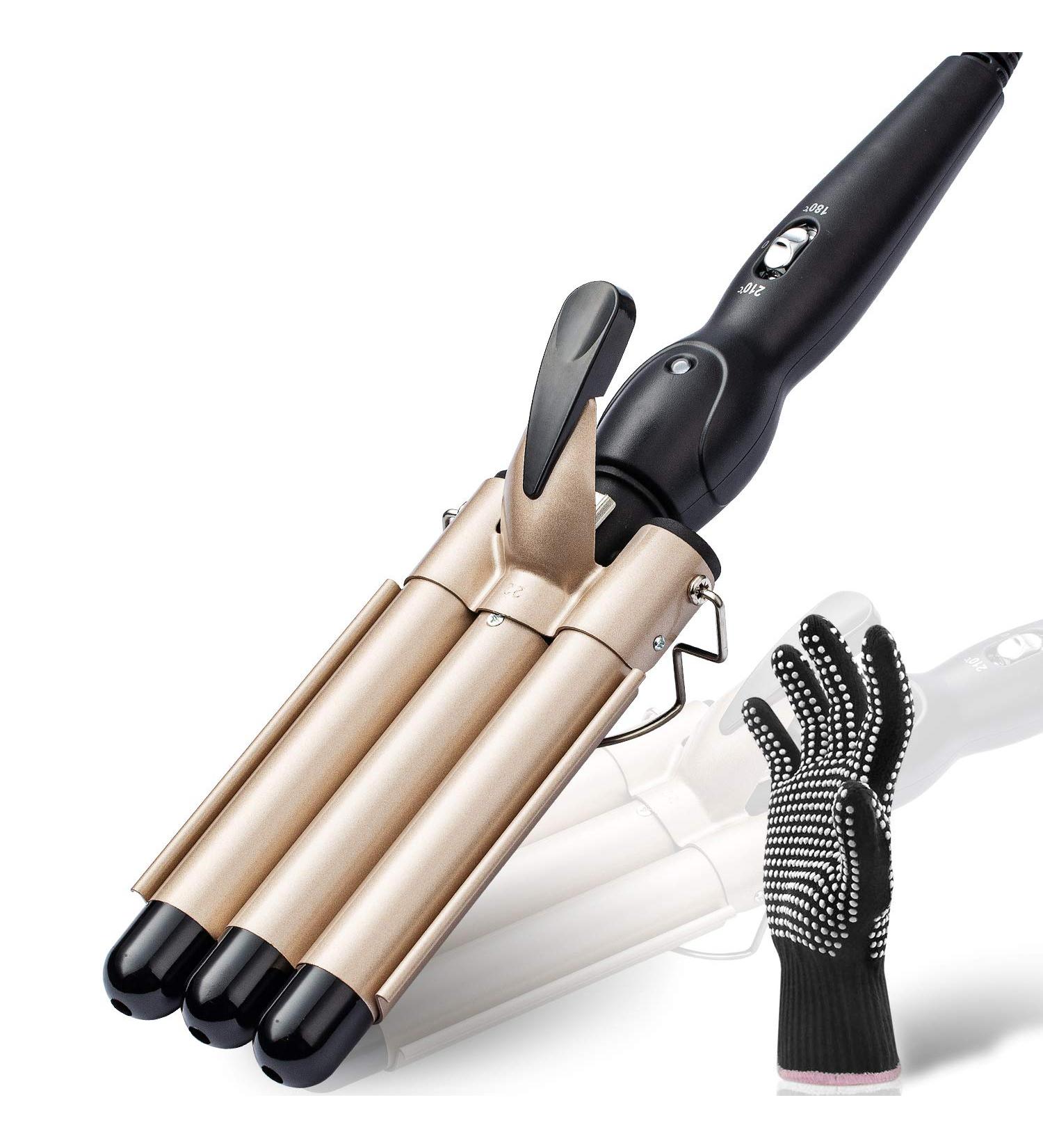 Shop 3/4 Inch Curling Iron Wand - 3 Barrel Hair Curler for Perfect Waves Worldwide - Buy Online on GoSupps.com