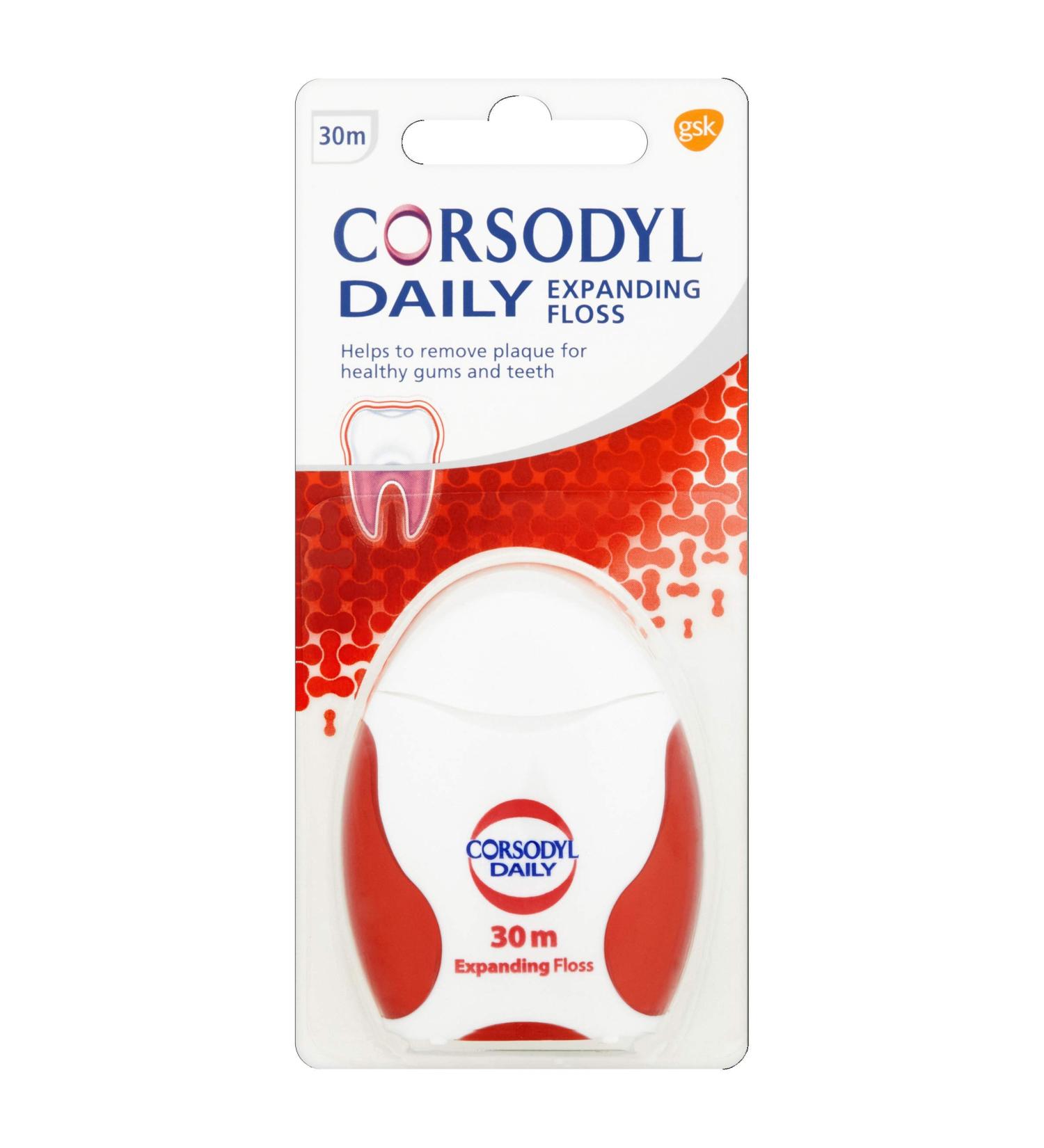 Corsodyl Daily Expanding Floss 30 m Pack of 3