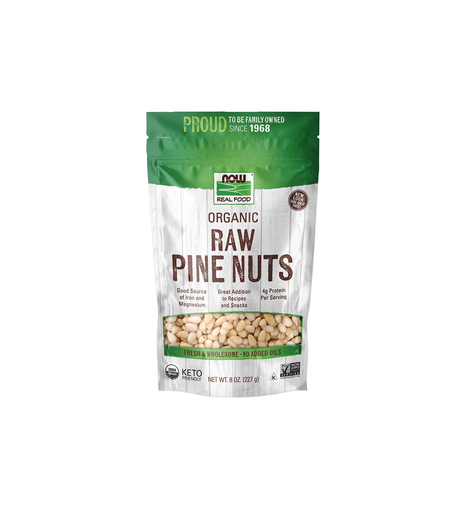 Now Foods Organic Pine Nuts Raw 8 oz - Healthy Real Food Snack - Buy Online on GoSupps.com