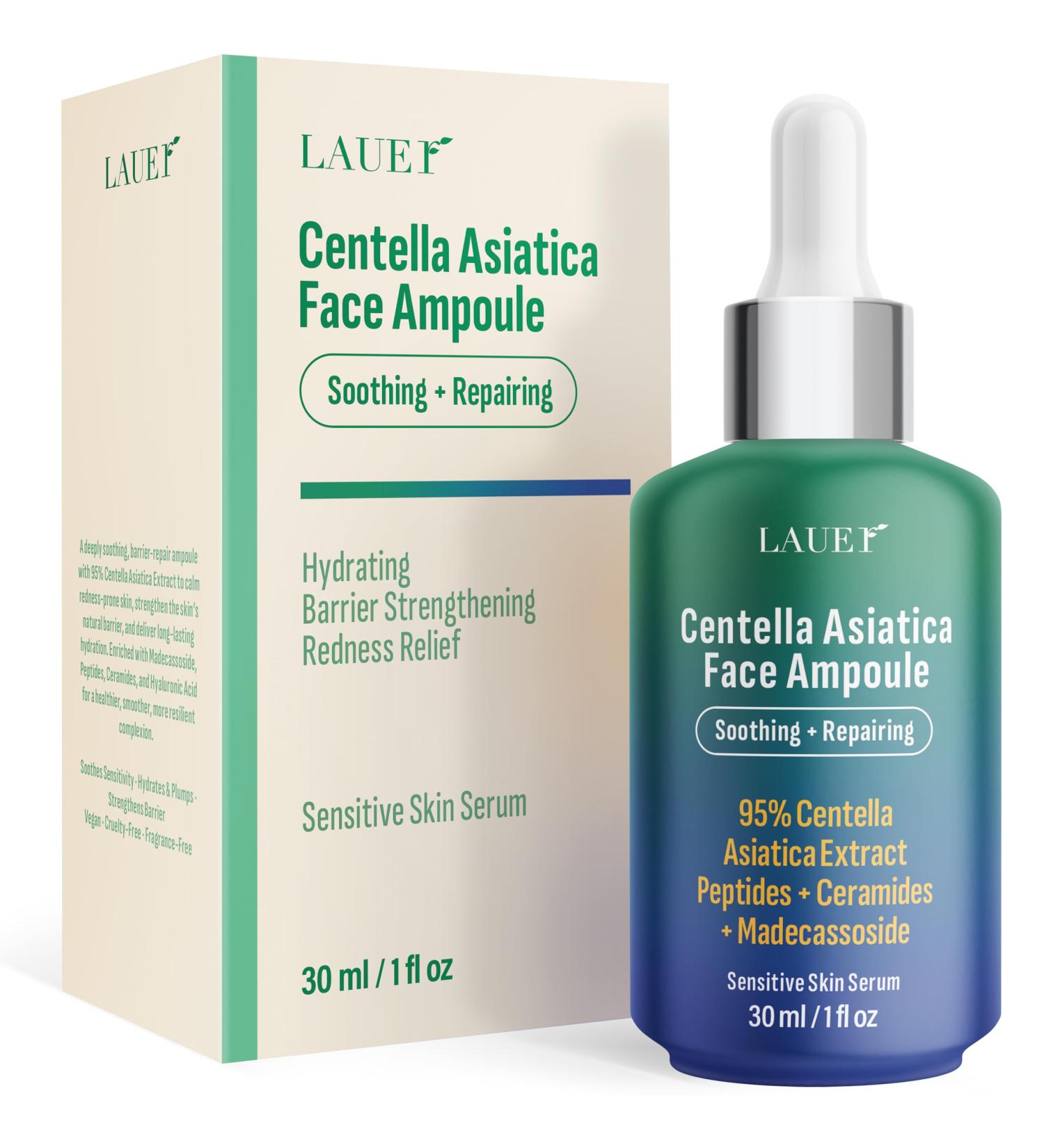 Centella Asiatica Ampoule Serum 95% Madagascar Extract Redness Relief & Barrier Repair with Peptides Ceramides & Madecassoside Soothing Hydrating Serum for Sensitive Irritated Skin 1 fl oz - Buy Online on GoSupps.com