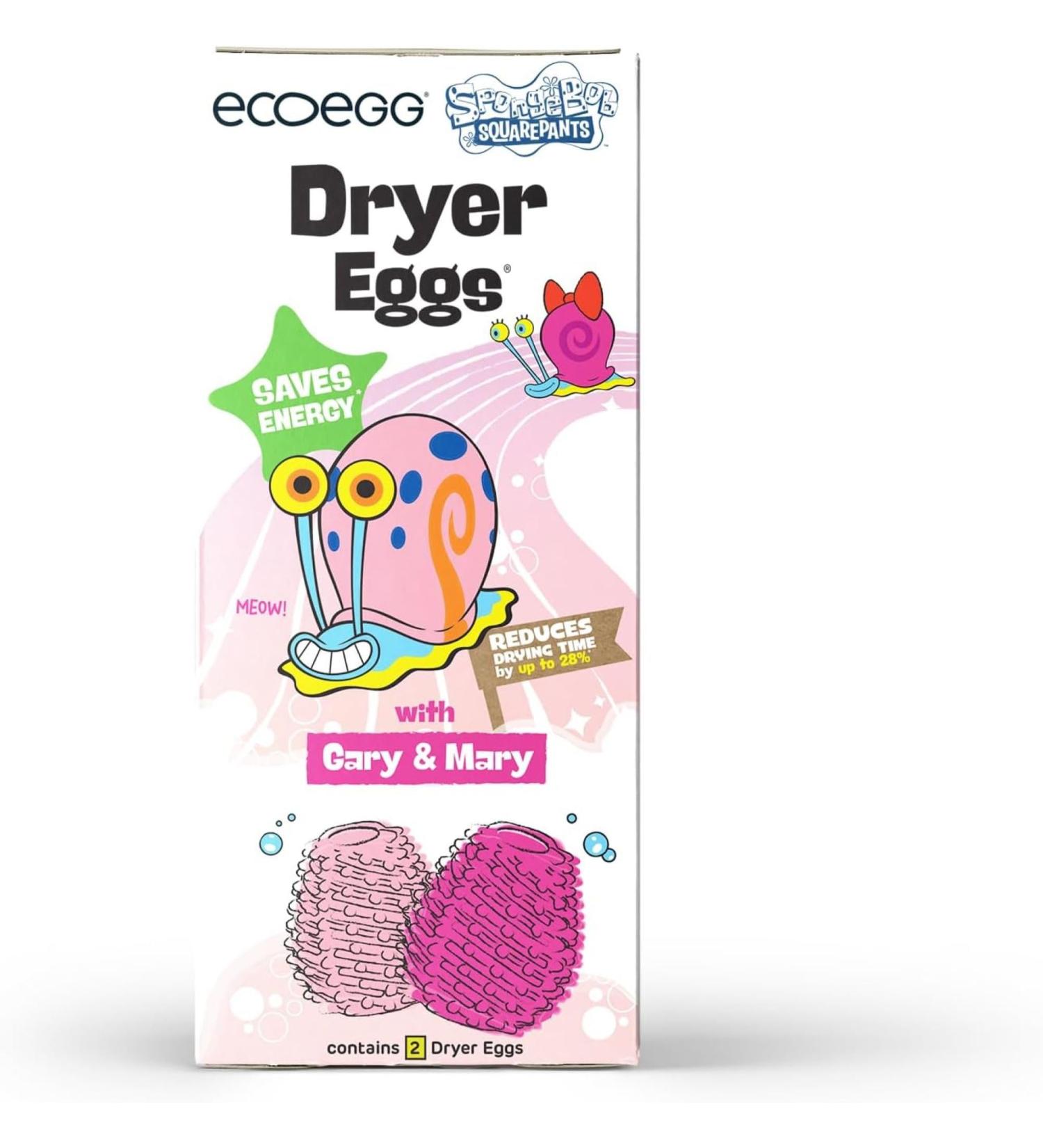 SpongeBob x Ecoegg Gary & Mary Dryer Balls - Fragrance Free Hypoallergenic Eco-Friendly Reduces Dryer Time by 28 - Buy Online on GoSupps.com