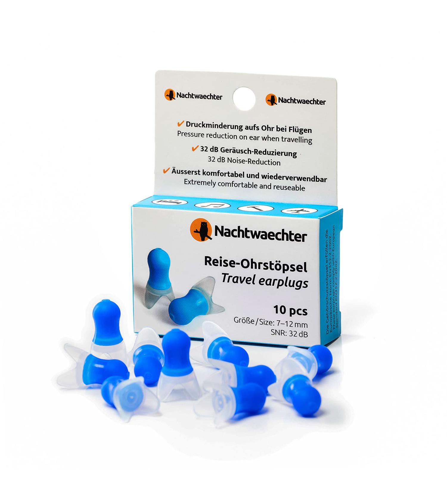 Night-Like Travel Earplugs - 10 Silicone Noise Reduction Plugs (32dB) for Quiet Sleep & Pressure Relief on Airplanes - Buy Online on GoSupps.com