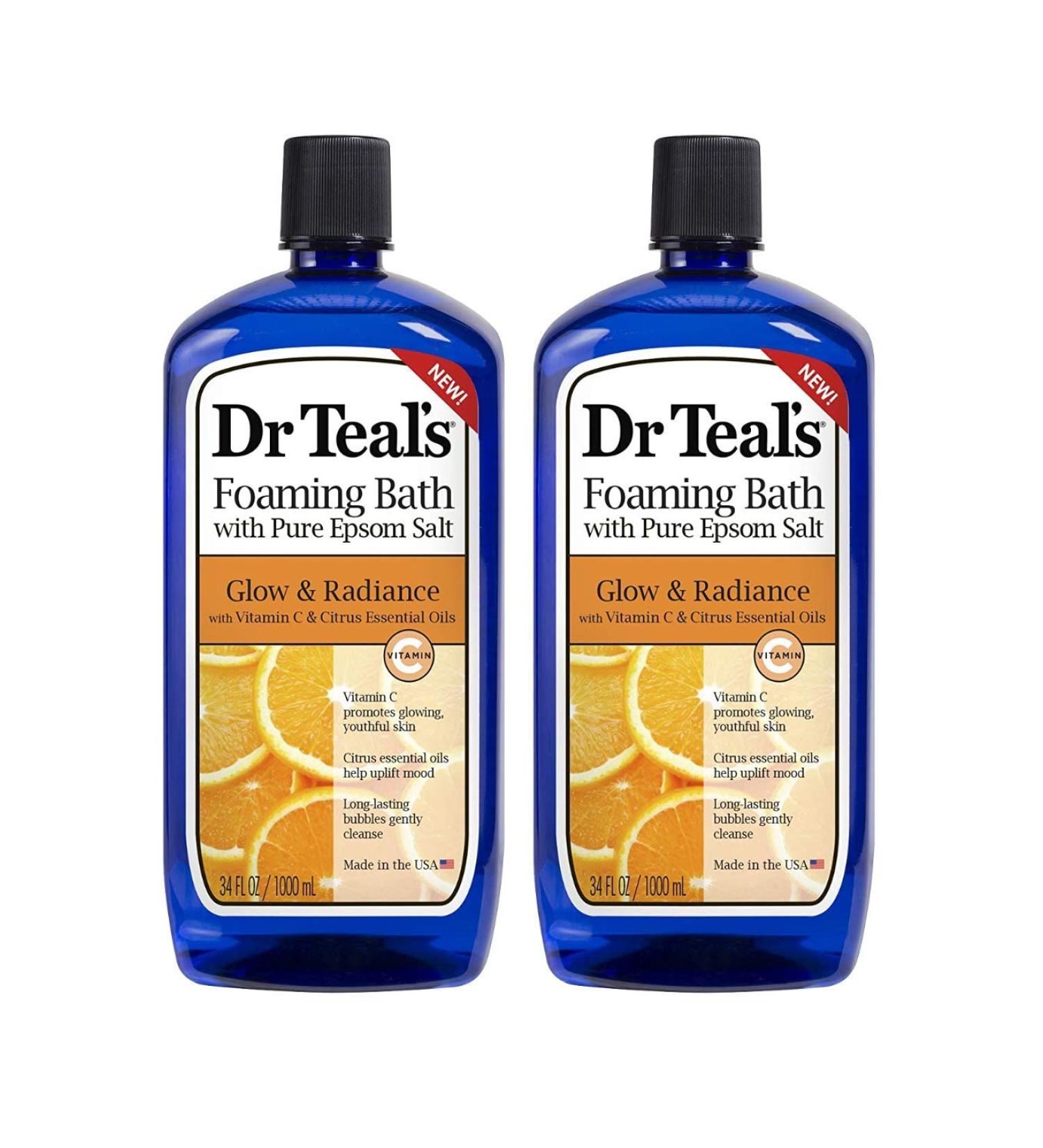Dr. Teal's Glow & Radiance with Vitamin C & Citrus Essential Oils Foaming Bath 34oz Pack of 2