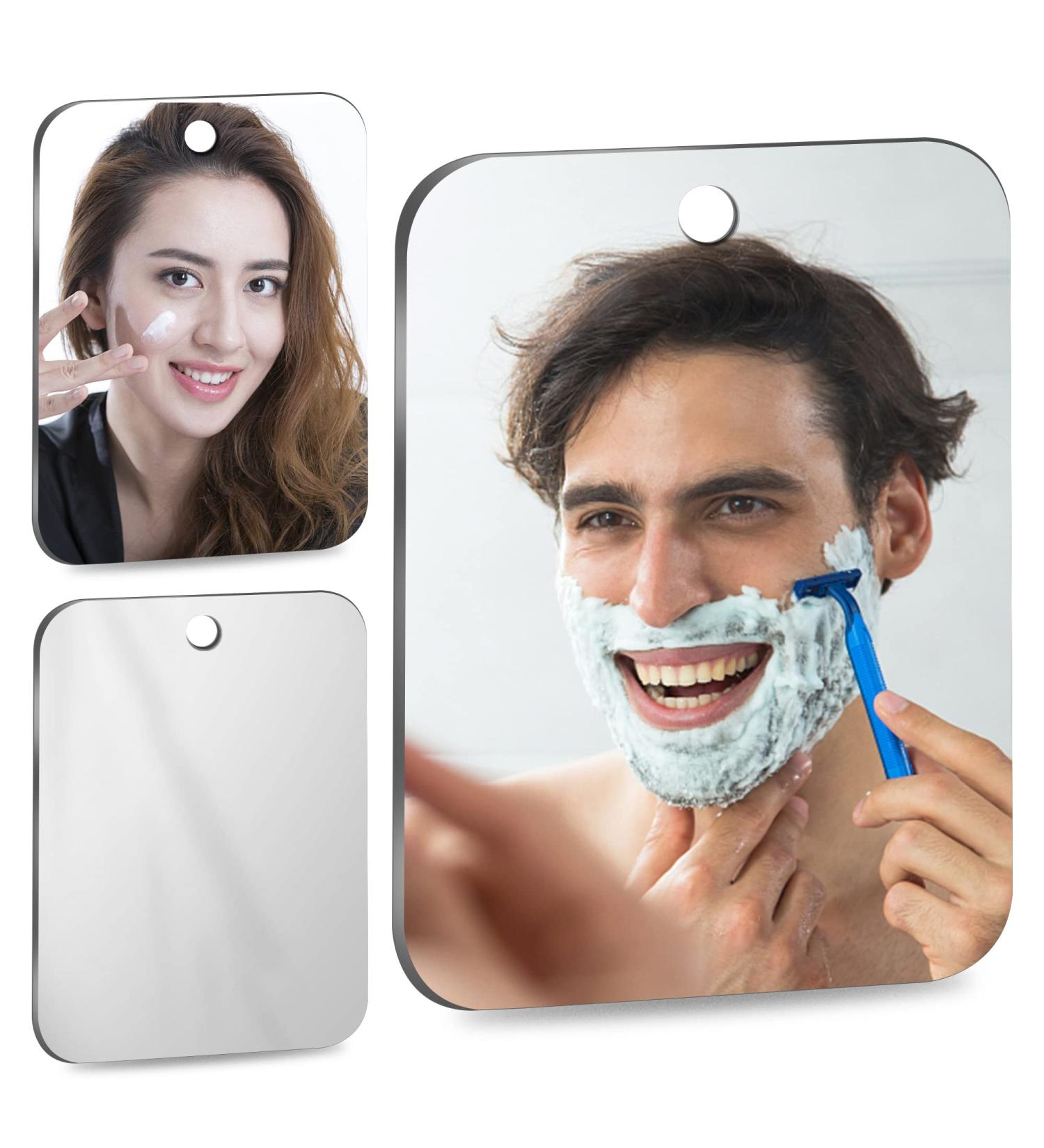 2 Pack Fogless Shower Mirrors for Shaving & Travel - Wall Hanging & Handheld - Unbreakable & Anti-Fog - 8x6 Medium Size - Buy Online on GoSupps.com