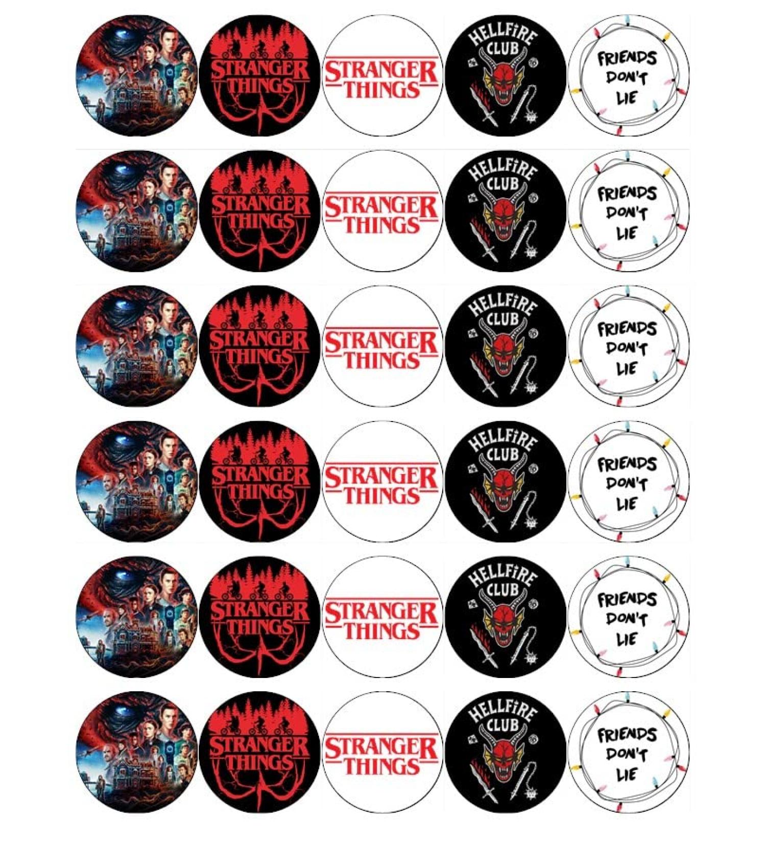 30 Stranger Things TV Cupcake Toppers Edible Wafer Paper Fairy Cake