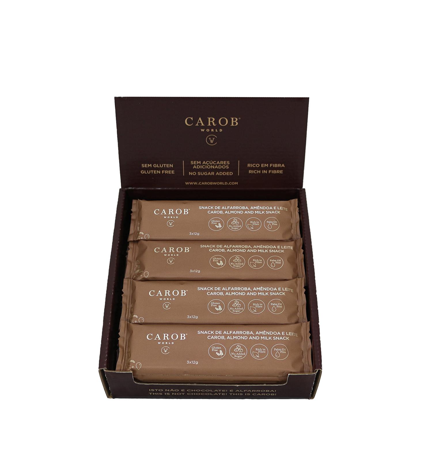Carob Almond and Milk Snack | Gluten-free and Sugar-free | Pack of 20 Units (20 x 36g) - Buy Online on GoSupps.com