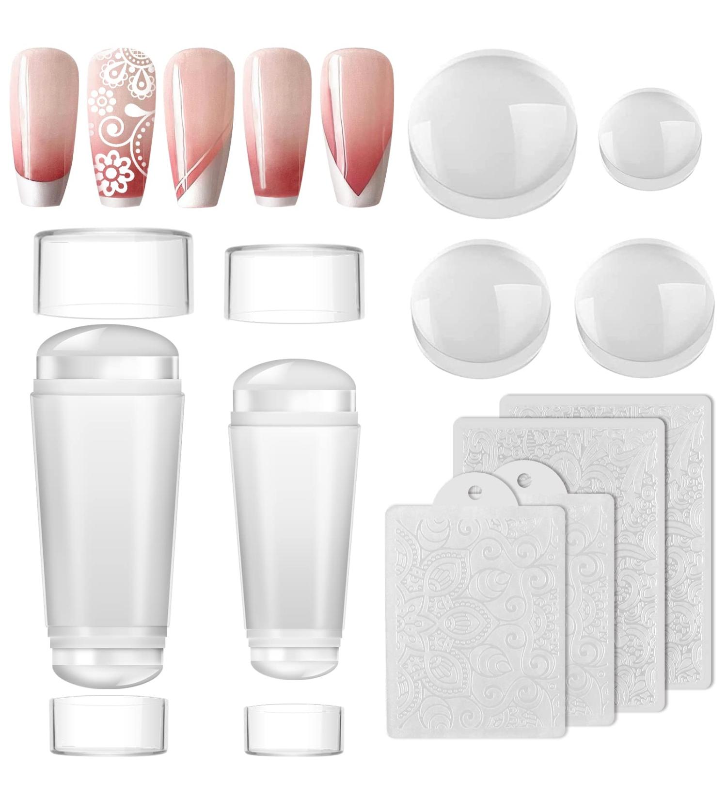 EBANKU 2PCS Clear Nail Stamper Set with Scrapers - Double Sided Silicone Jelly Stampers for Manicure - Buy Online on GoSupps.com