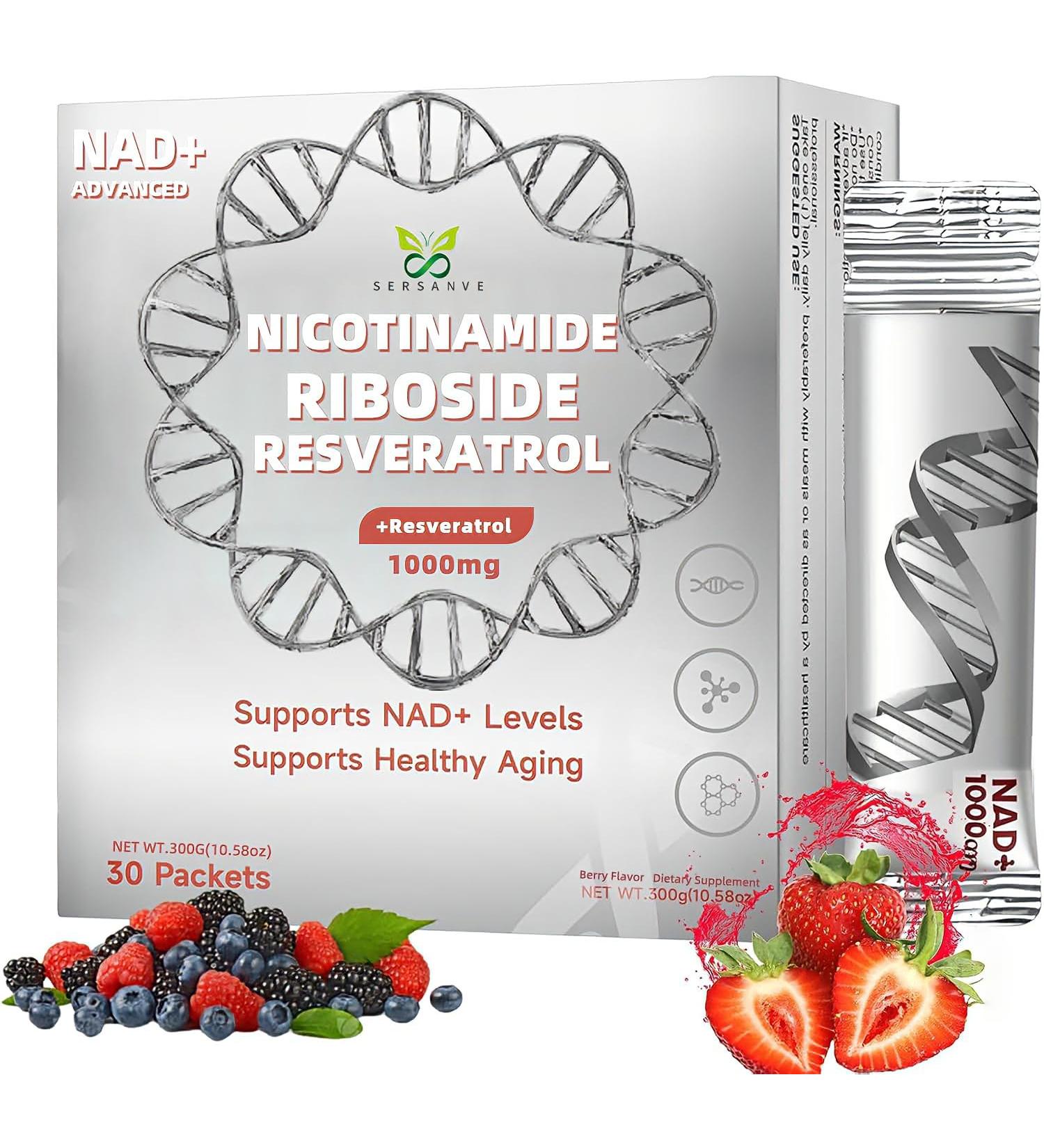 1000mg Liquid Supplement with Nicotinamide Riboside & Resveratrol | Advanced Formula Support for Boosts Cellular Energy Metabolism & Healthy Aging 30 Packets - Buy Online on GoSupps.com