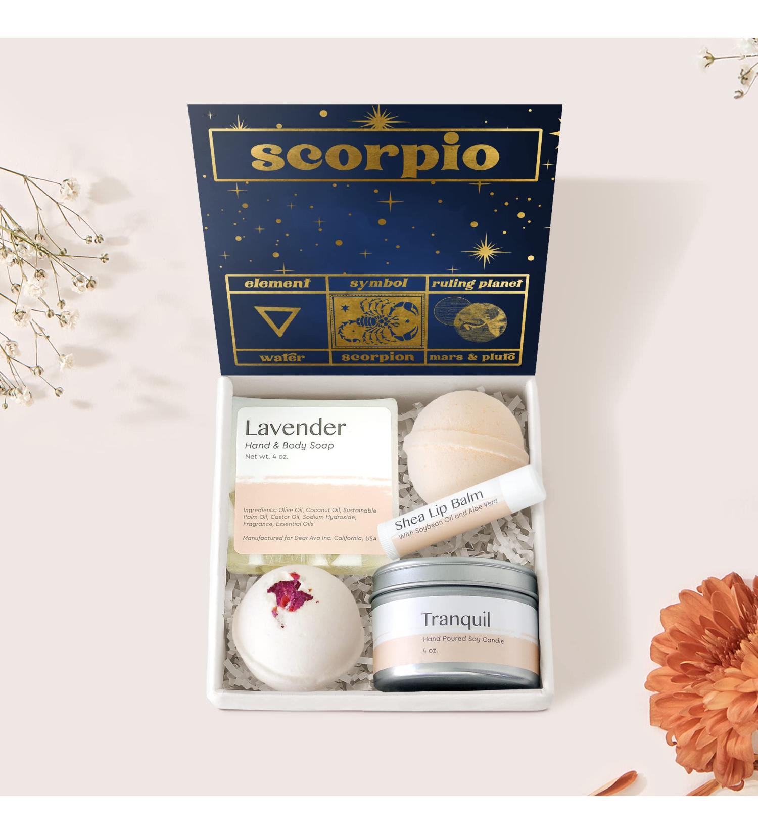 Dear Ava Spa Gifts for Women | Organic Self Care Bath & Body Kit | Luxury Anti-Stress Relaxation Set | Perfect Scorpio Zodiac Birthday Gift - Buy Online on GoSupps.com