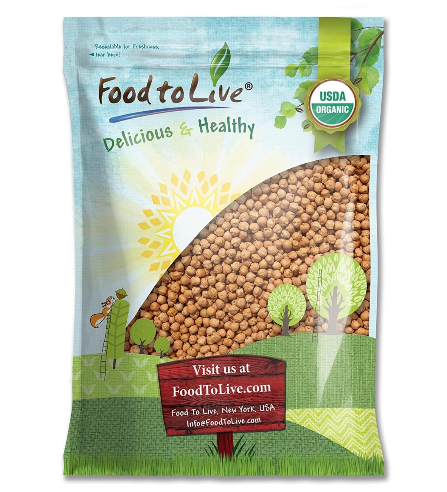 Organic Garbanzo Beans 10 Pounds | Non-GMO, Kosher, Raw, Sproutable | High Fiber, Protein & Copper | Food to Live - Buy Online on GoSupps.com
