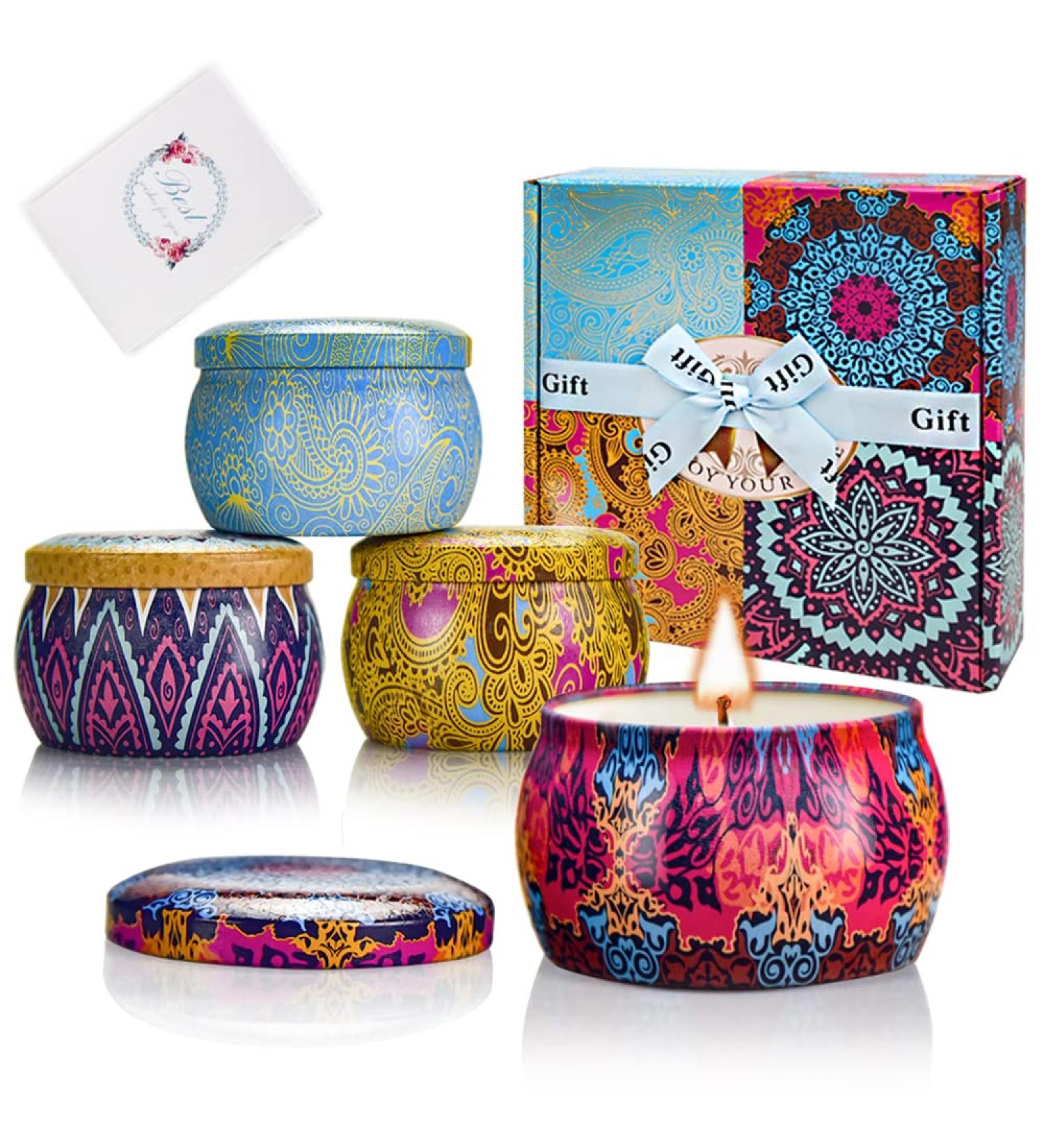 Soy Wax Lavender Aromatherapy Candles - Stress Relief and Relaxation Gifts for Women - 4.4 oz, Ideal for Bathroom, Yoga, Birthday, Thanksgiving - 4 Pack - Buy Online on GoSupps.com