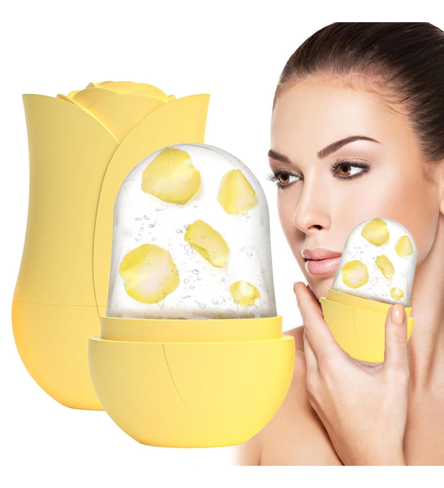 Face Ice Roller | Small Ice Cube Roller Silicone Ice Face Roller Cube Ice Roller for Face and Eye Facial Beauty Ice Roller Skin Care Tools Yellow - Buy Online on GoSupps.com