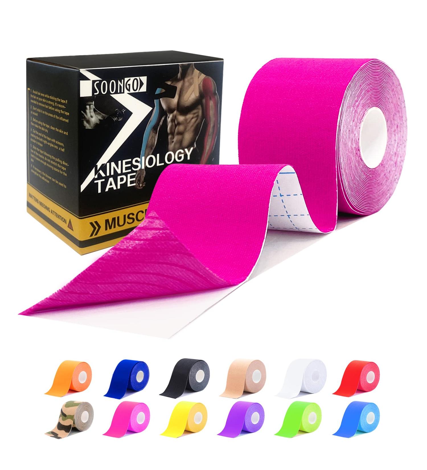 Athletic Tape 1/2/5 Roll Relieve Muscle Soreness and Strain Shoulders Wrists Knees Ankles Elastic Waterproof Good Air Permeaability Hypoallergenic Pink 5cm*5m by SOONGO 5 m (Pack of 1) Pink - Buy Online on GoSupps.com