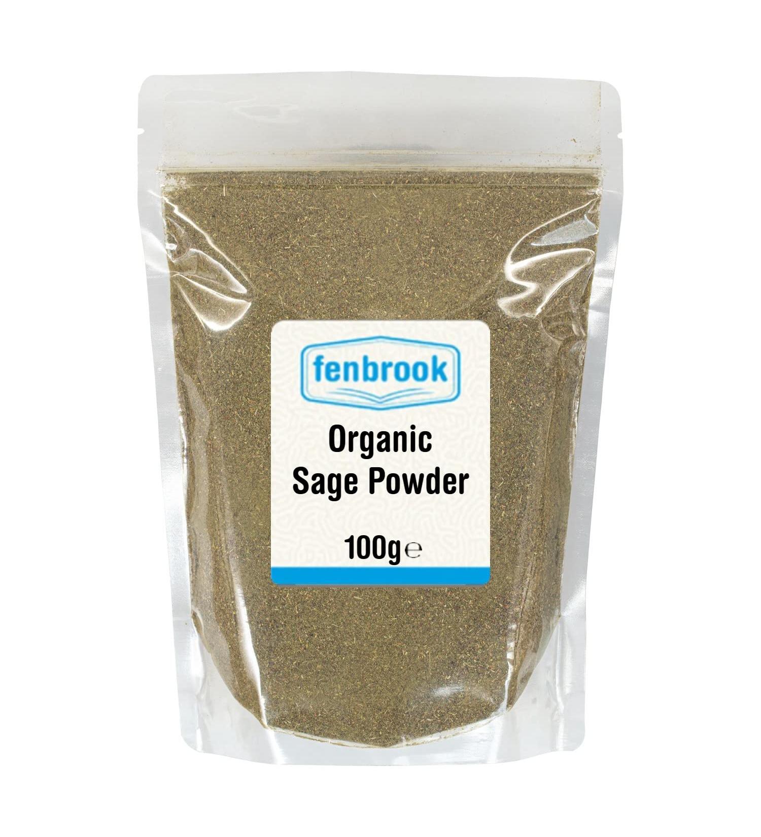 Organic Sage Powder 100g | Certified by Fenbrook Organic Premium Quality - Buy Online on GoSupps.com