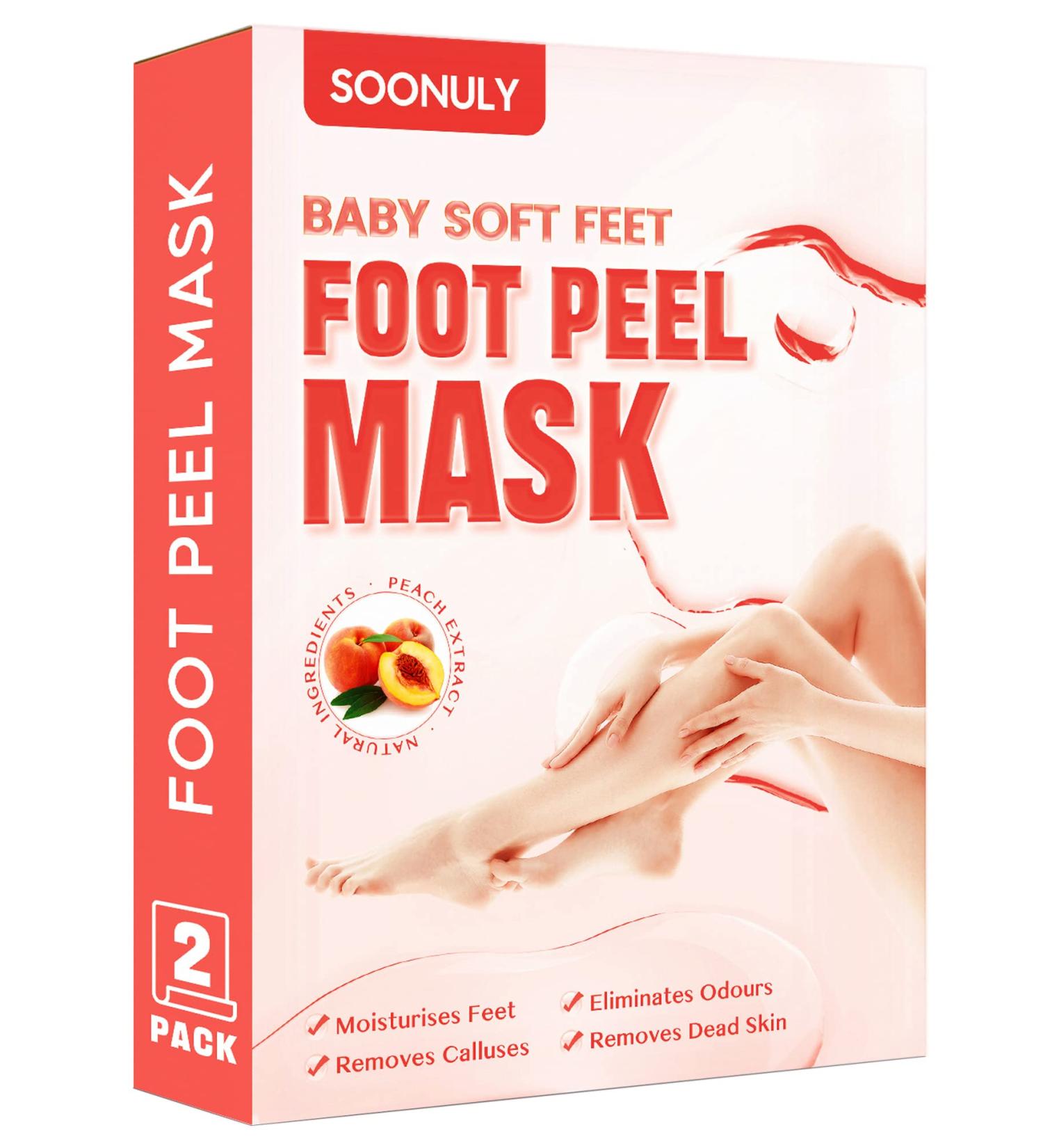 Soothing Peach Foot Peel Mask - 2 Pack for Dry, Cracked Feet - Exfoliating and Softening Formula for Baby Soft Feet - Callus Remover - Includes 2 Pairs - Buy Online on GoSupps.com