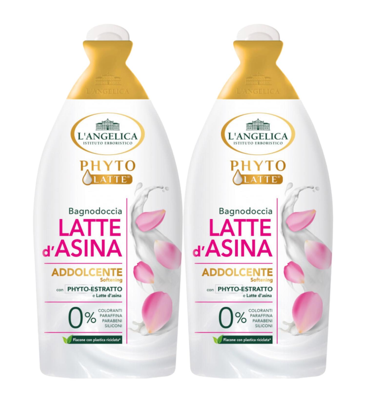 FEI FAN 2 x L'Angelica PHYTO MILK Bath shower ASINA MILK Softener. 0% Dyes Paraffin Parabens and Silicones 500ml